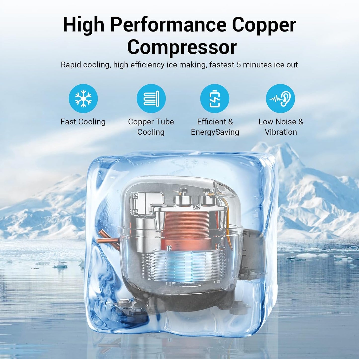 ETL 550LBS/24H Commercial Ice Machine Maker, 350LBS Capacity Large Industrial Ice Maker, Clear Ice Cubes Ready in 5-15min, Micron Water Purification Filter 99% impurities, for Cafe, Bar