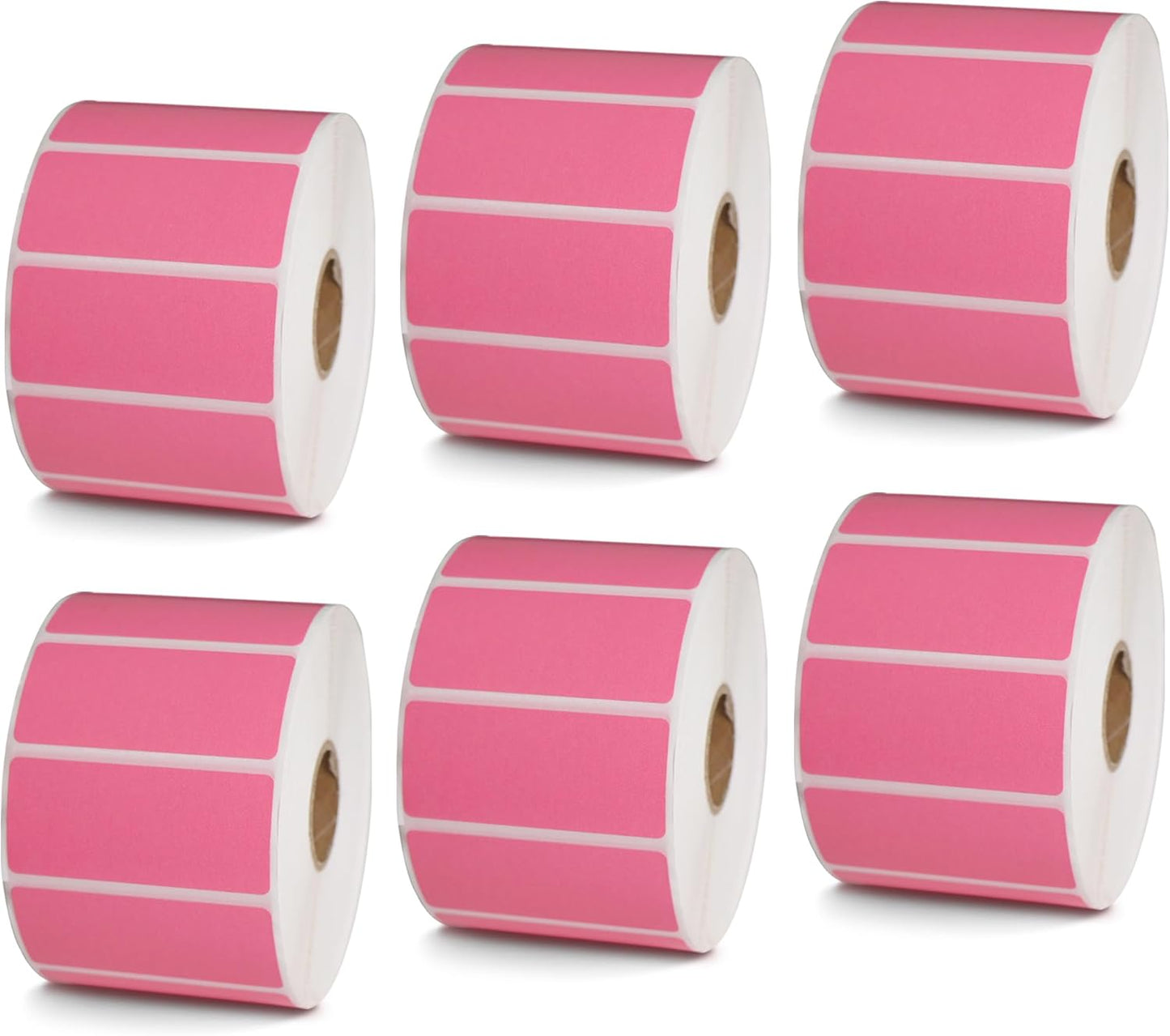 BETCKEY - 2.25" x 1" File Folder & Multipurpose Labels Compatible with Zebra & Rollo Label Printer,Premium Adhesive & Perforated[Pink, 6 Rolls, 9000 Labels]