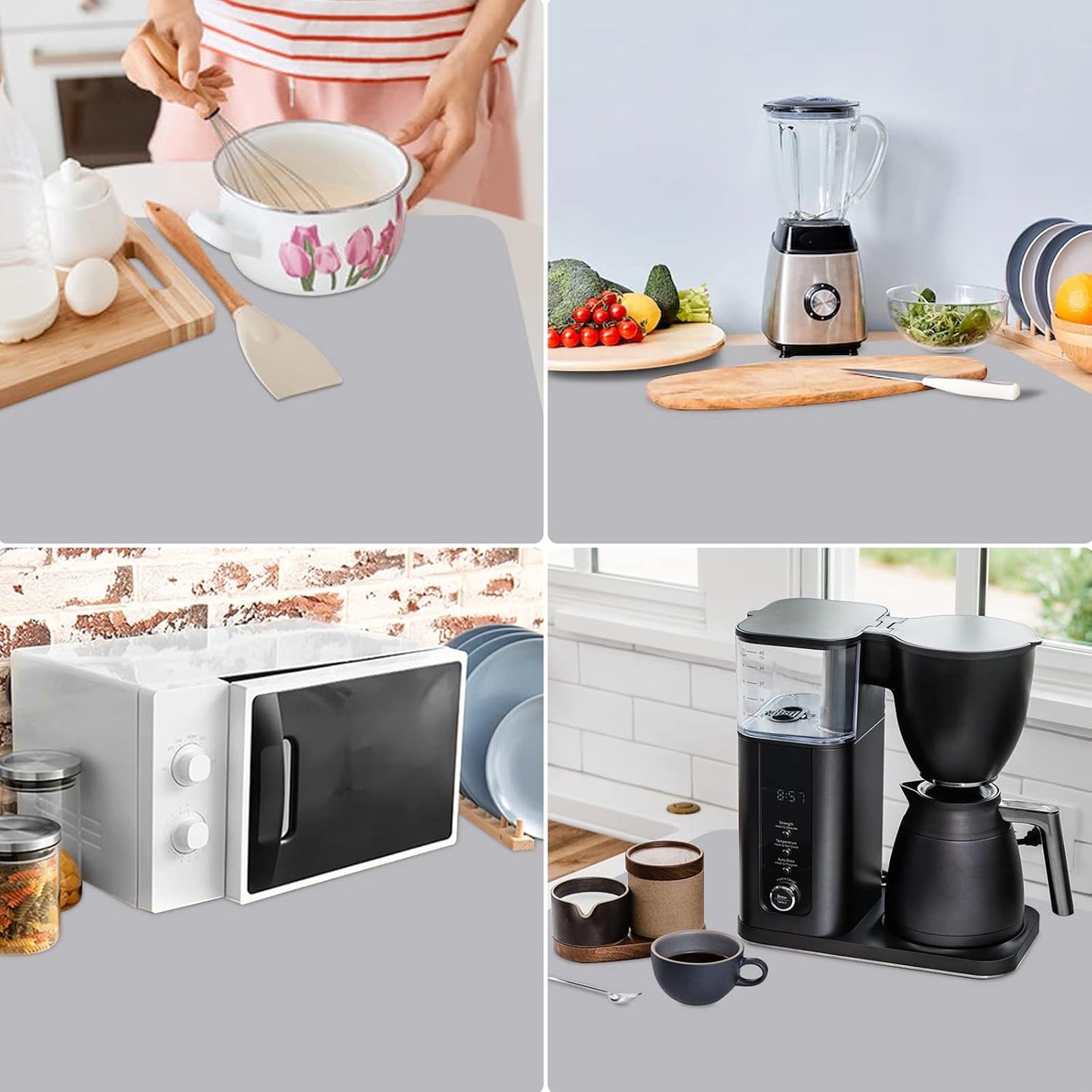 Gartful 2 Pack Silicone Mats for Countertop - 0.05" Thicker, 32" by 24" Extra Large Counter Table Protector, Heat Resistant, Work Desk Pad, Placemat, Multipurpose, Pastry Mat, Light Gray