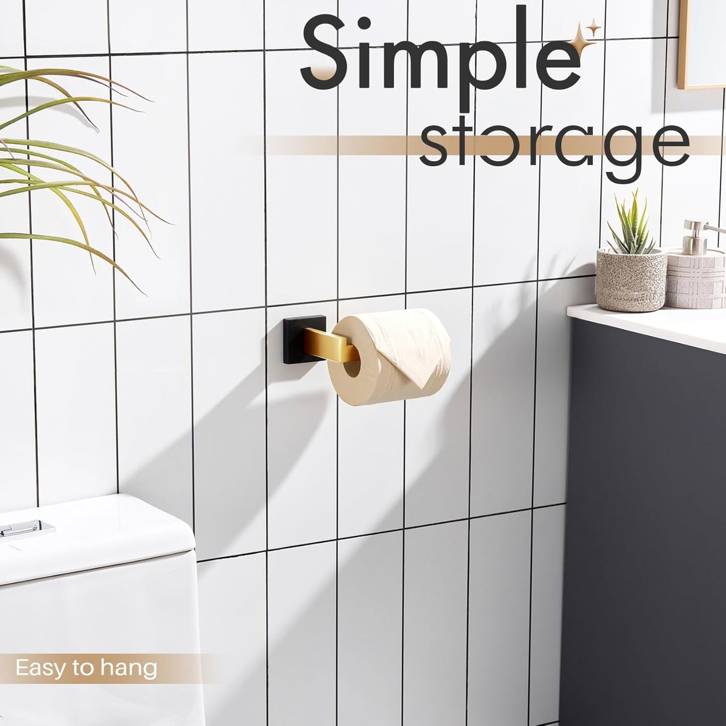 KOKOSIRI Toilet Paper Holders Wall Mounted Toilet Roll Holder for Bathrooms Hardware Washroom T-304 Stainless Steel, Matte Black and Gold B2003GDK