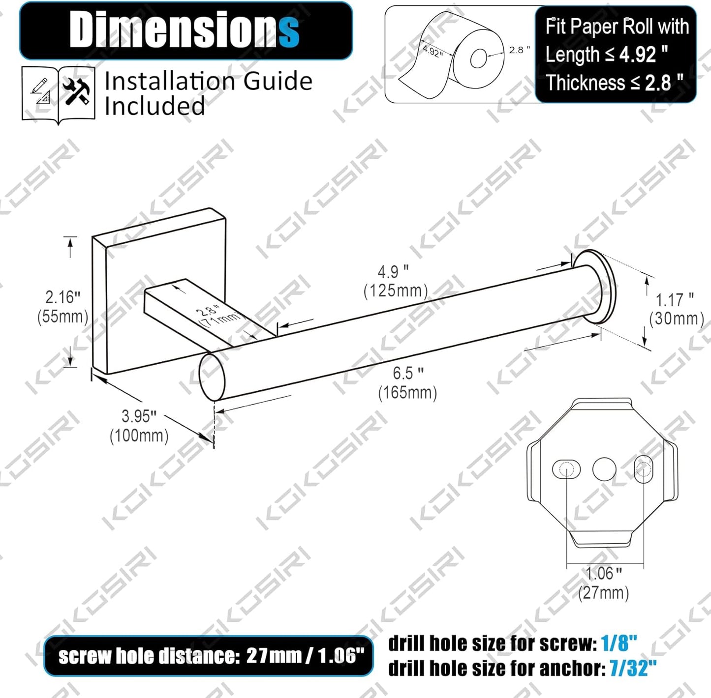 KOKOSIRI Toilet Paper Holder Oil Rubbed Bronze Toilet Roll Holder Hold Mega Rolls Kitchen Bathroom Tissue Paper Dispenser Stainless Steel, B2008ORB