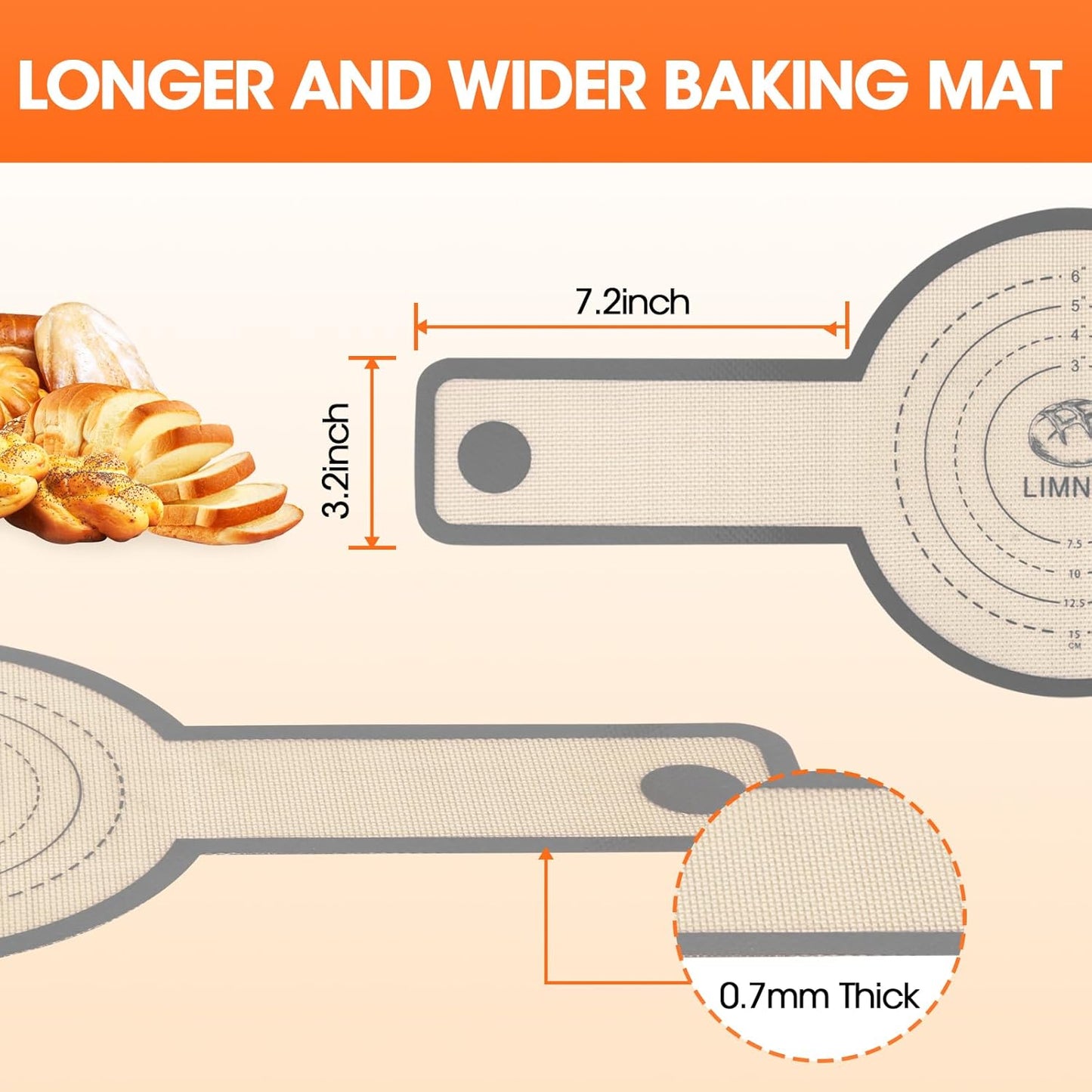 Silicone Bread Sling Dutch Oven，2 PCS Silicone Baking Mat Set，Non-Stick & Easy Clean Reusable Bread Mat With Extra Long Handles, Bread Baking Mat for Sourdough Transfer