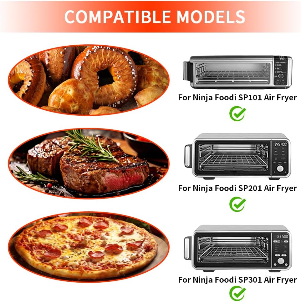 for Ninja Foodi Reusable Air Fryer Liners 12x12inch, 3x Air Fryer Liners+3x Mesh Sheets, Baking/Grill/Microwave, 450°F Square Oven Liners for Ninja SP101/SP201/SP301/SP351 Air Fryer Accessory