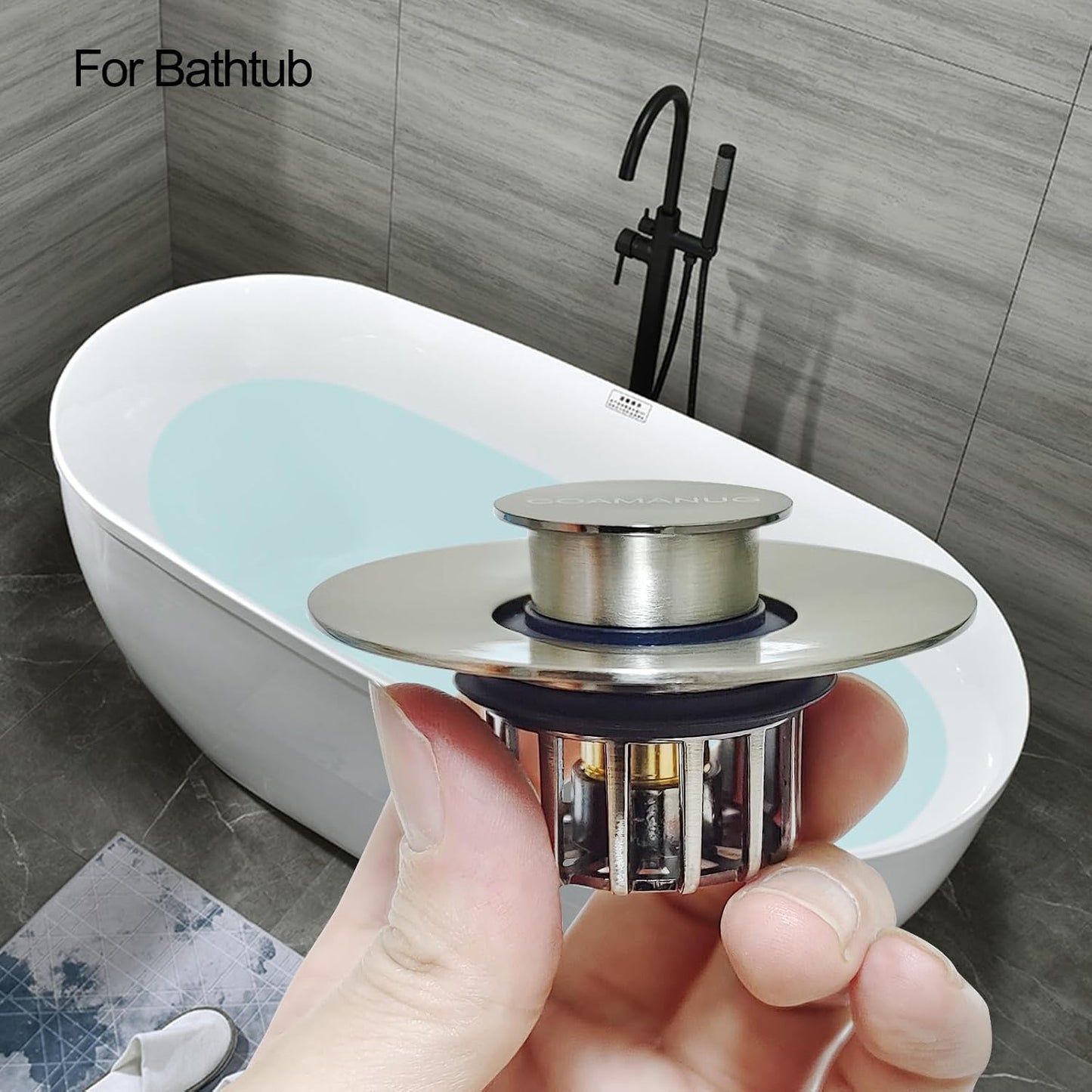 Bathtub Stopper | Pop-up Tub Stopper with Strainer, Shower Drain Hair Catcher | Bathroom Drain Plug | Drain Protector for 1-1/2 to 1-3/4" Bath Drain Hole