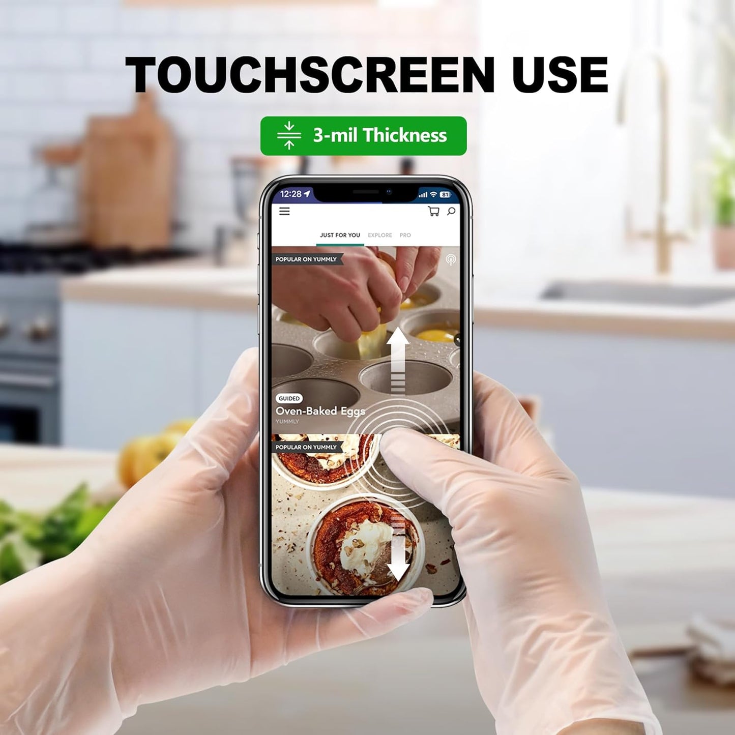 Disposable Vinyl Gloves, Food Safe, Latex-Free Powder-Free Clear Plastic Gloves for Cooking, House Clean, Food Prep