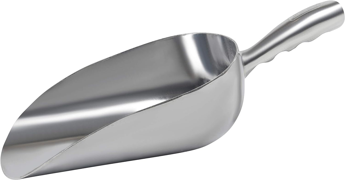 Cast Aluminum Utility Scoop - 58 oz. - Round Bottom, ice scoop For Multi-Purpose Use, With Finger Groove Handle (58 oz.)