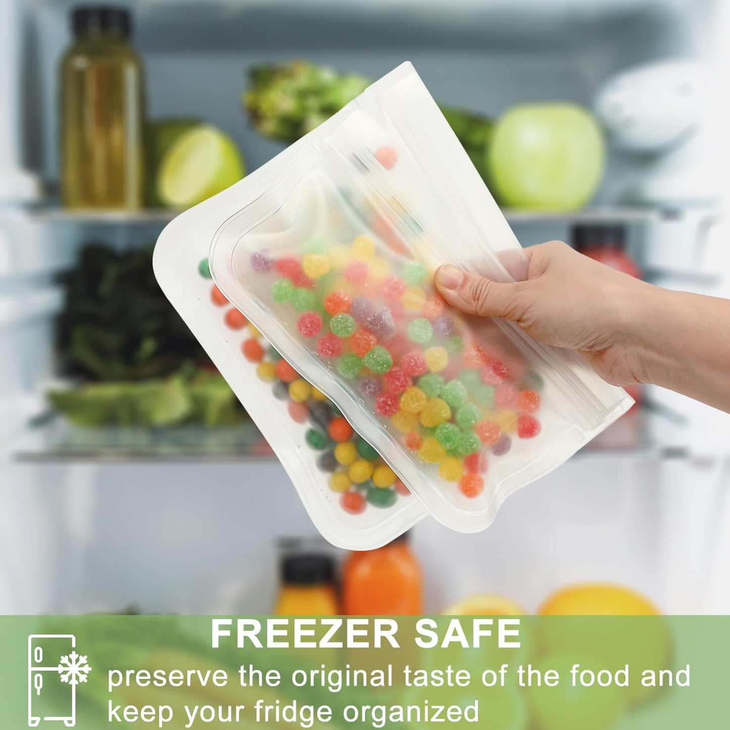 Clear Sandwich Bag/Snack Bag for Kids & Adults, Reusable Double Ziplock Cosmetic Bag Makeup Travel Bag for Women Girls, Leakproof, Washable, Food Safe, BPA Free (1-Pack, Clear)