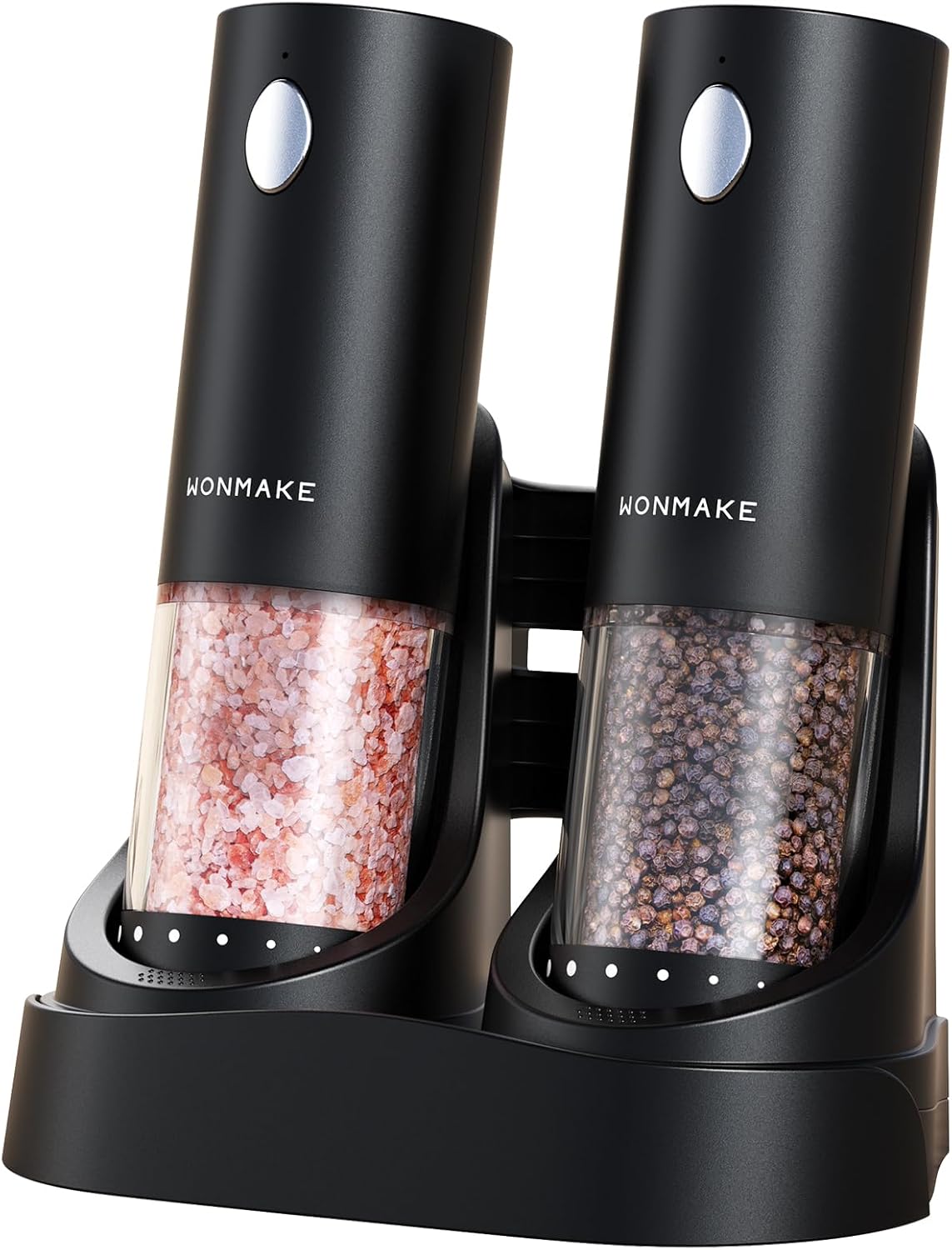 Electric Salt and Pepper Grinder Set - Automatic Refillable Salt and Pepper Grinders with Charging Base & LED Light, Adjustable Coarseness, One-handed Easy Operation, Ideal Kitchen Gadget
