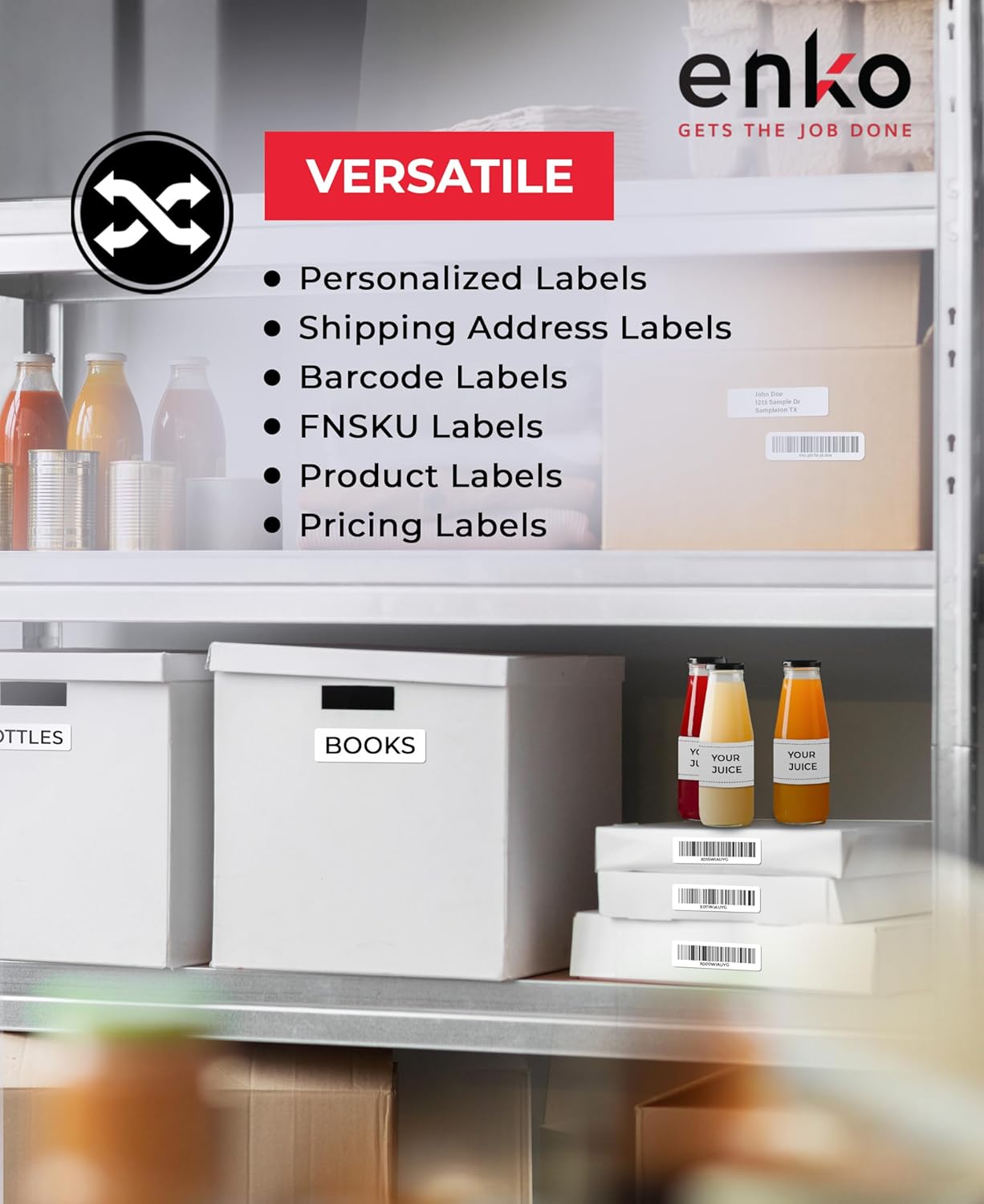 enKo 1 x 2-5/8 Inch 30 Up Return Mailing Address Labels White Printable FBA Labels (100 Sheets, 3000 Labels)