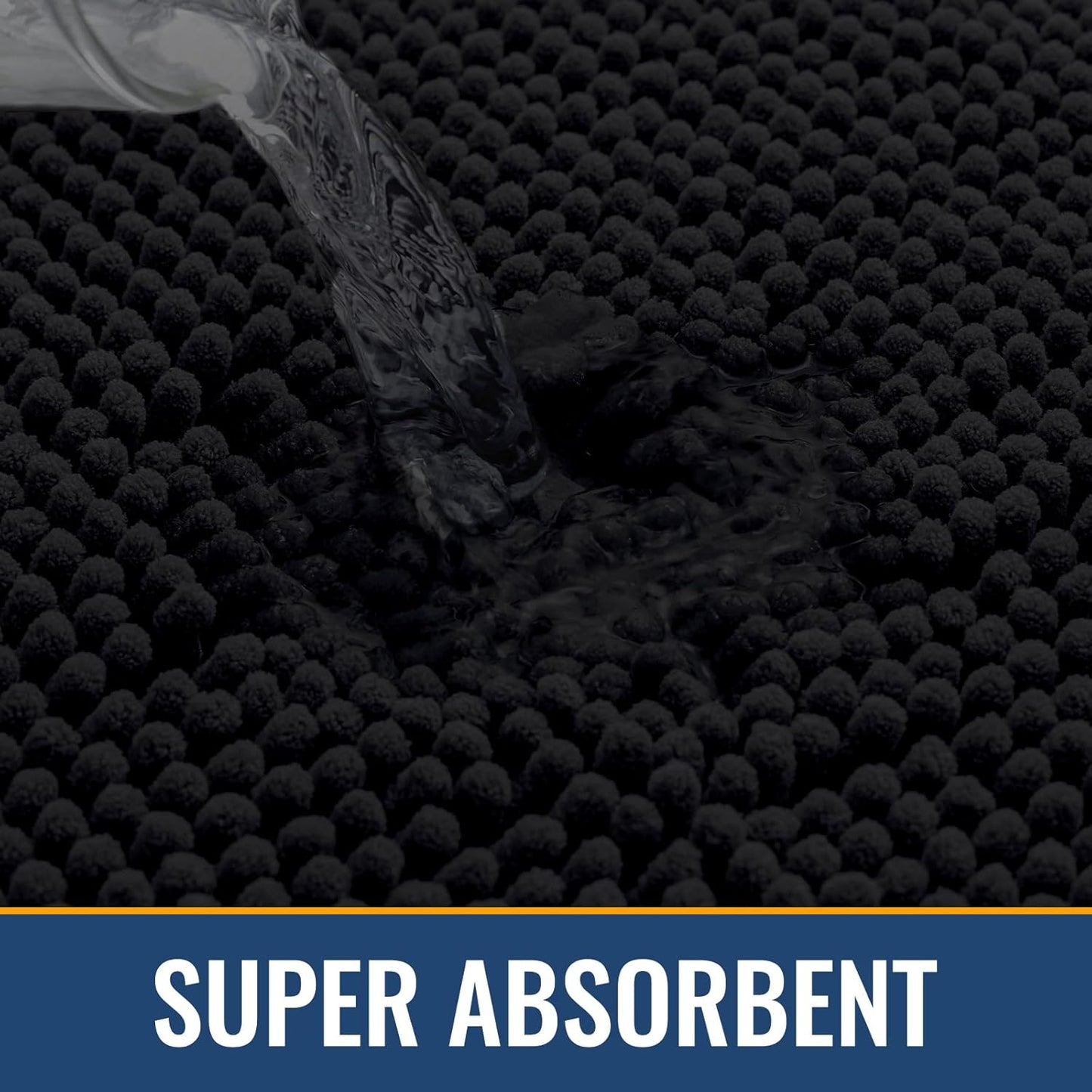 Arotive Bathroom Rugs 59x24, Extra Soft Absorbent Shaggy Chenille Bath Rugs, Machine Washable Rubber Backing Non-Slip Bath Mats for Bathroom Floor Tub and Shower, Home Decor Accessories, Black