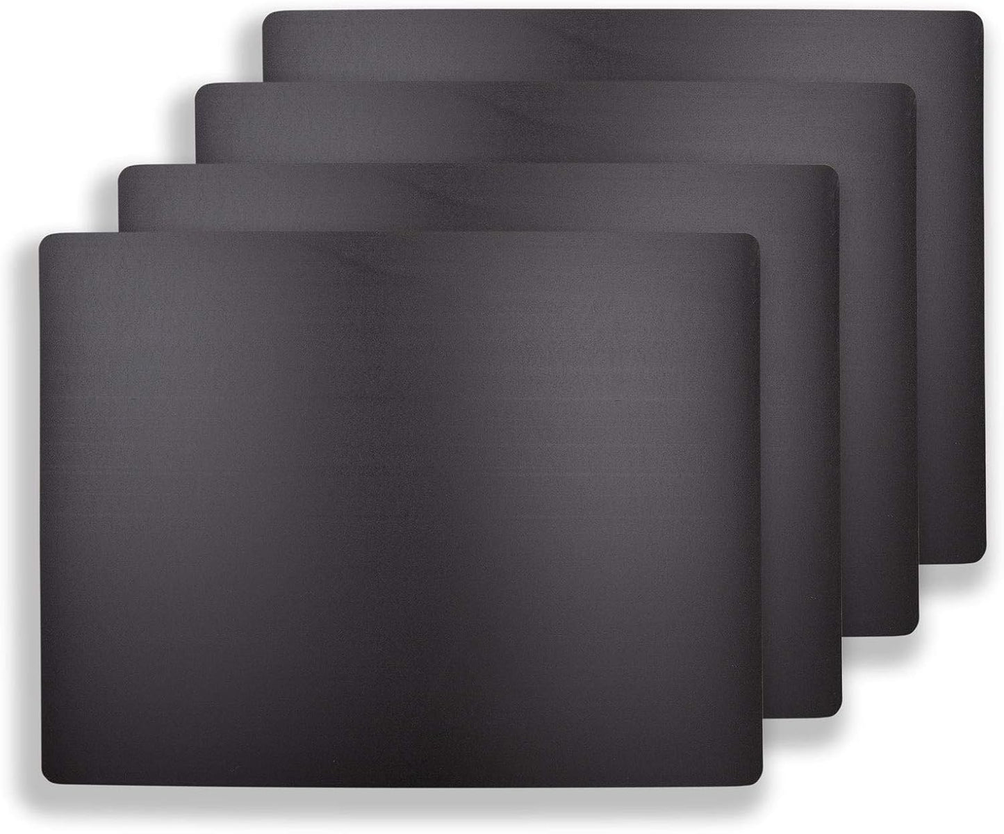 Commercial Grade Cutting Board Mats 15 x 12 Inch - 4 Pack Set, Flexible 1/16" Inch Thick Black Plastic, Made from HDPE and NSF Approved for Food Service