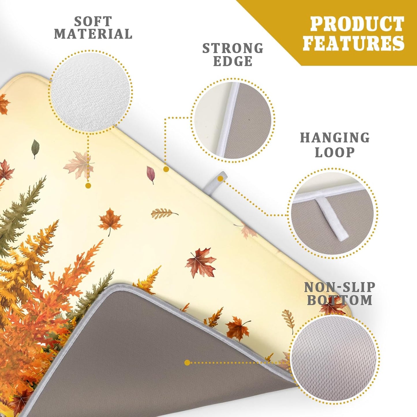 Autumn Forest Dish Drying Mat - Welcome Fall Fox Drying Pad for Counter Wildlife Dish Drainer Mat Cabin Animal Kitchen Accessories 18 X 24 Inch