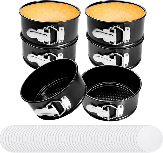 6 Inch Non Stick Spring form Pan with Stainless Steel Spring Buckles,Round Carbon Steel Cake Mold with Removable Bottom for Baking Kitchens and Restaurants (6)