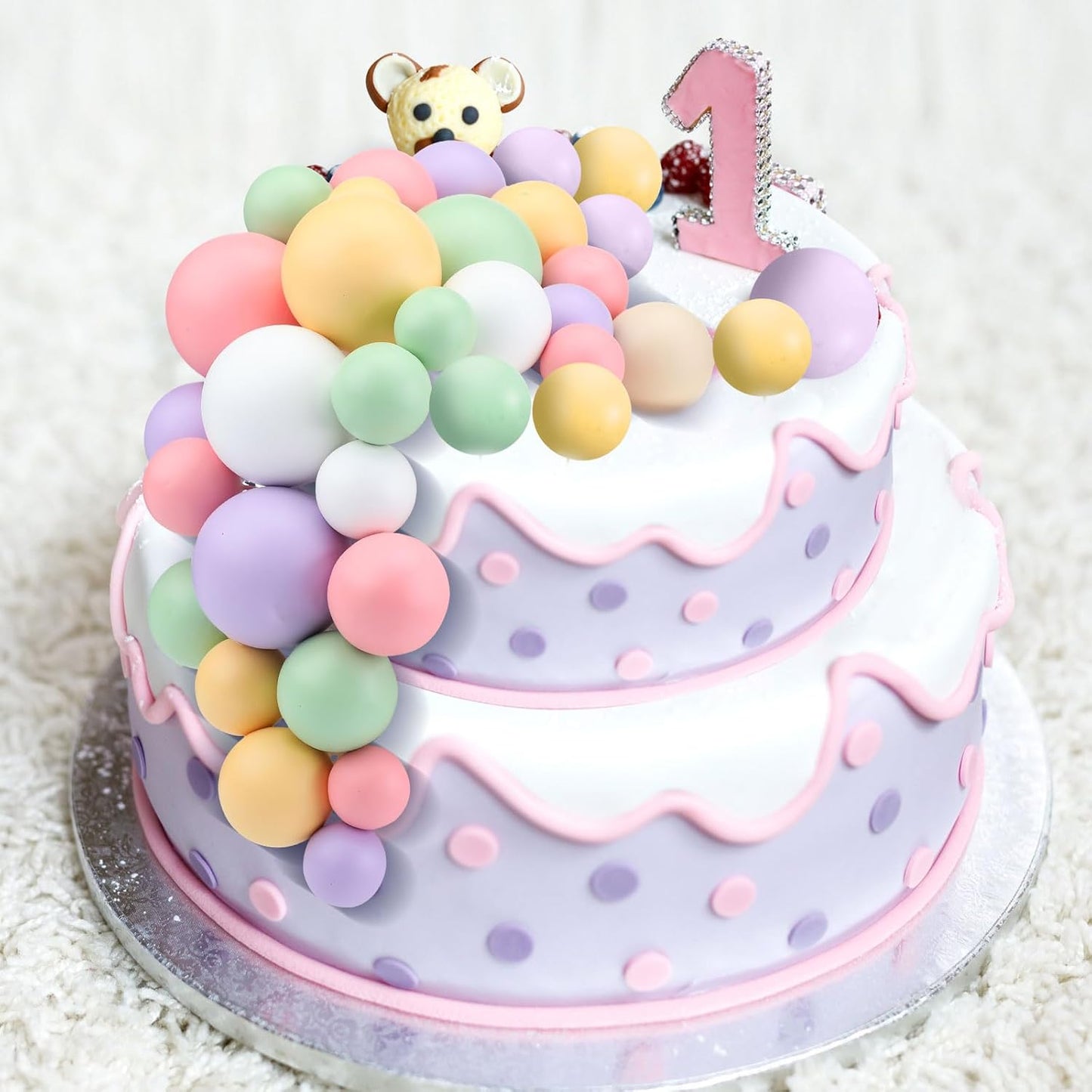 108 Pcs Balls Cake Topper DIY Cupcake Insert Foam Balloons for Cake Baking Wedding Anniversary Birthday Decoration(Vivid Colors,Multi Sizes)