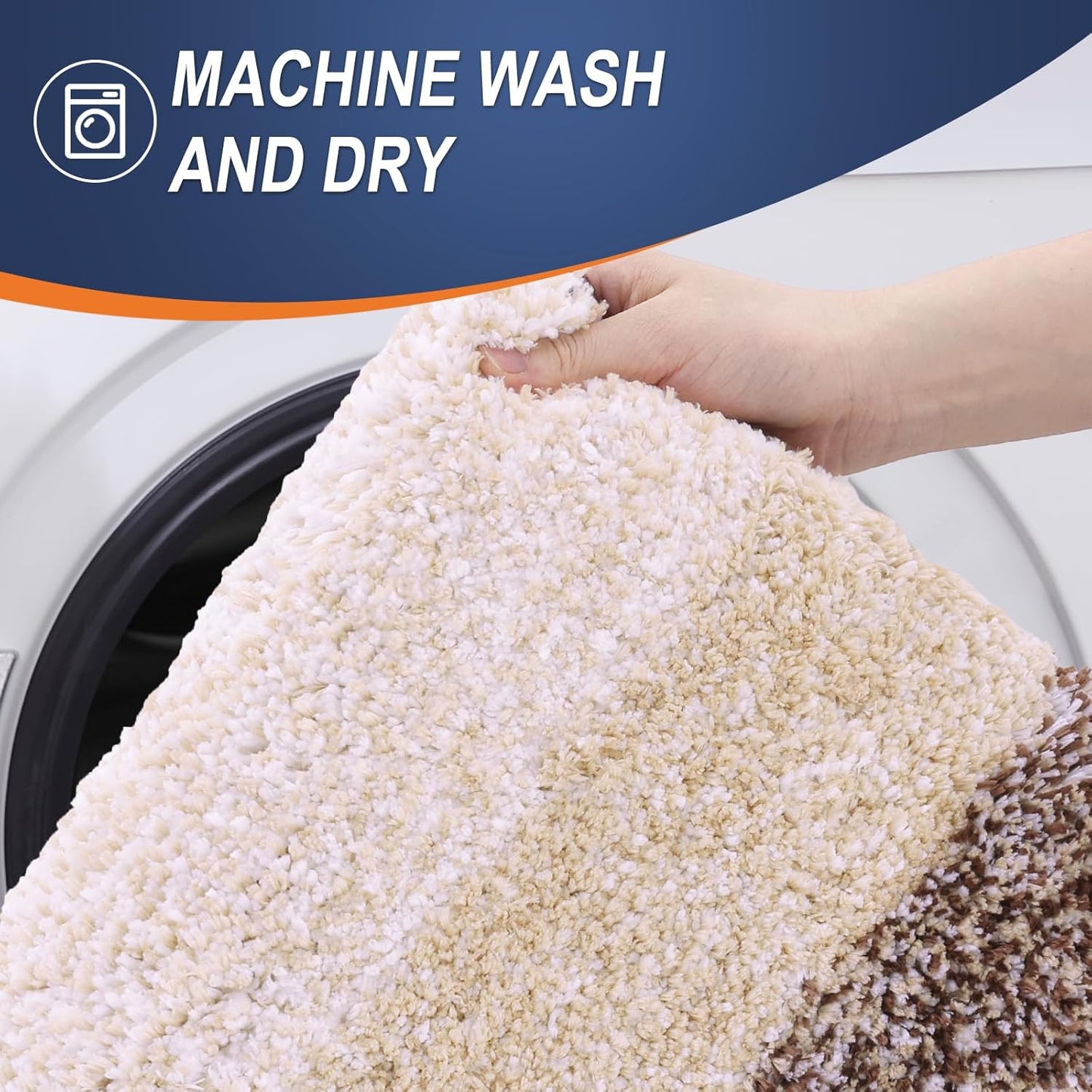 OLANLY Bathroom Rug Mat 59x35, Extra Soft and Absorbent Microfiber Bath Rugs, Non-Slip Plush Shaggy Bath Carpet, Machine Wash Dry, Bath Mats for Bathroom Floor, Tub and Shower, Brown