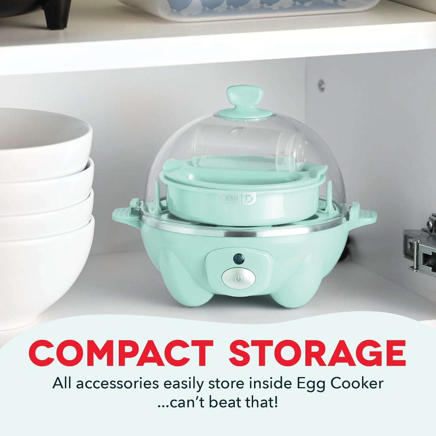 DASH Rapid Egg Cooker: 7 Egg Capacity Electric Egg Cooker for Hard Boiled Eggs, Poached Eggs, Scrambled Eggs, or Omelets with Auto Shut Off Feature - Aqua