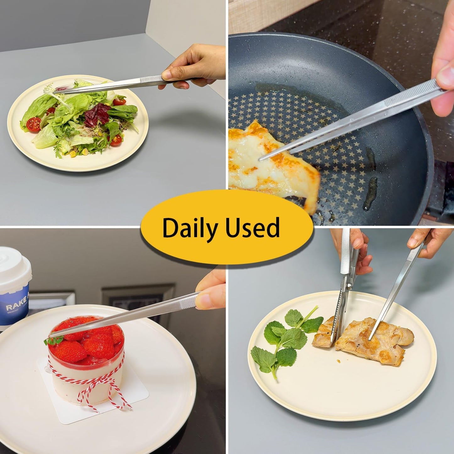 JETKONG 12-Inch Kitchen Tweezers Fine Tweezer Tongs Extra-Long Stainless Steel Cooking Tweezers