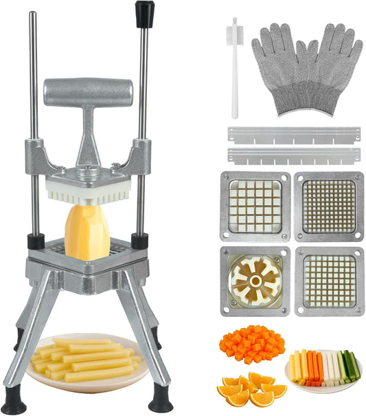 Commercial Vegetable Fruit Chopper, Heavy Duty Professional Food Dicer with 1/4" Blade, French Fry Cutter, Fruit Slicer for Restaurants & Home Kitchen