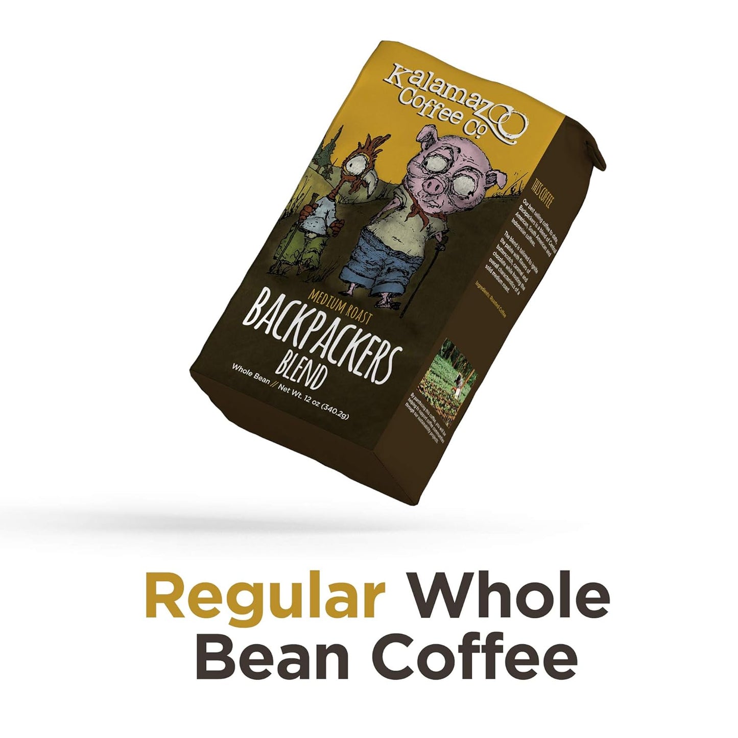KALAMAZOO COFFEE COMPANY Backpackers Blend Whole Bean Coffee - Medium Roast | 12oz Bag (3 Pack)