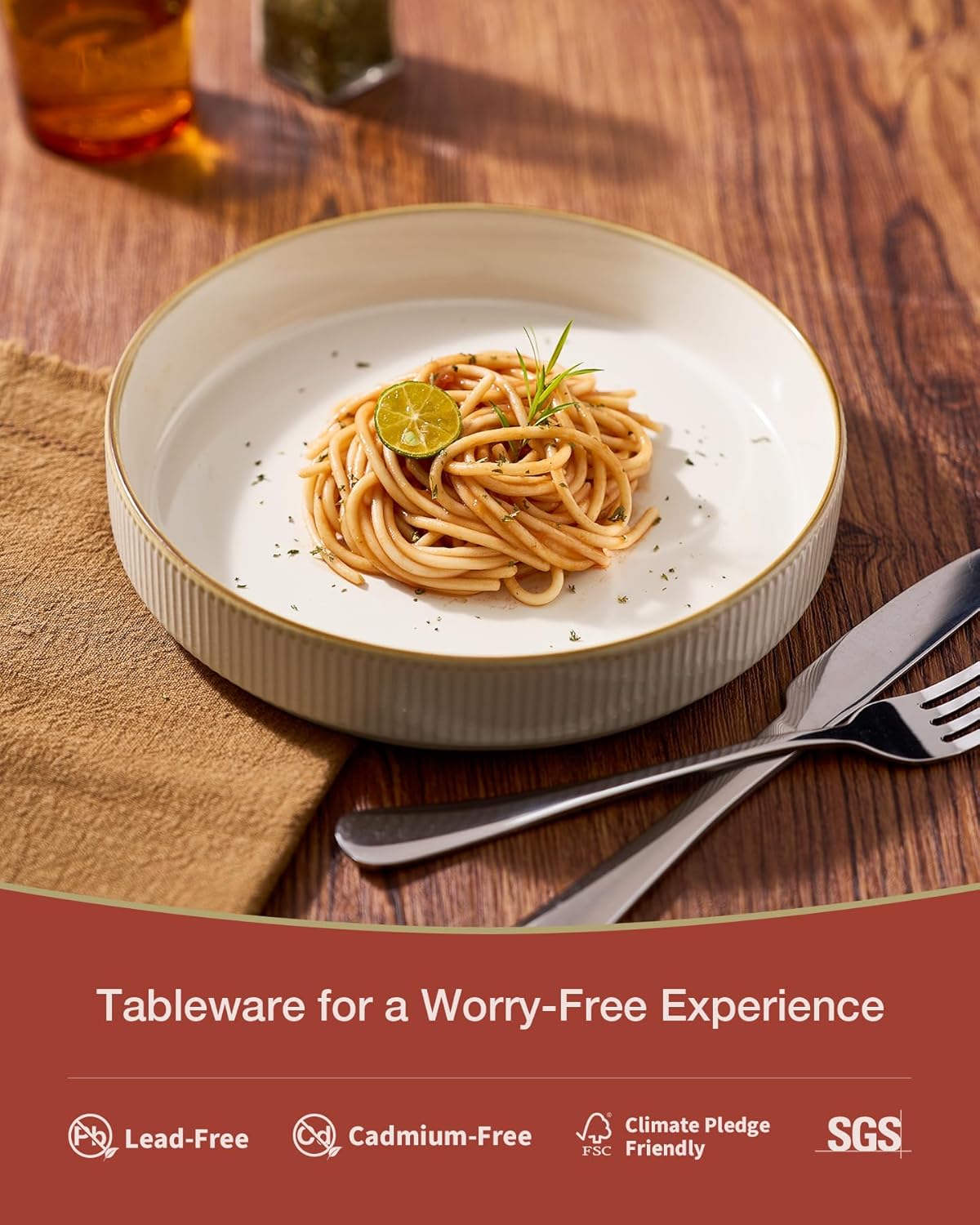 famiware Star 8.25" Pasta Bowls, Large Dinner Bowls Set of 4, Salad Bowl Plates, Shallow Bowls for Eating, White