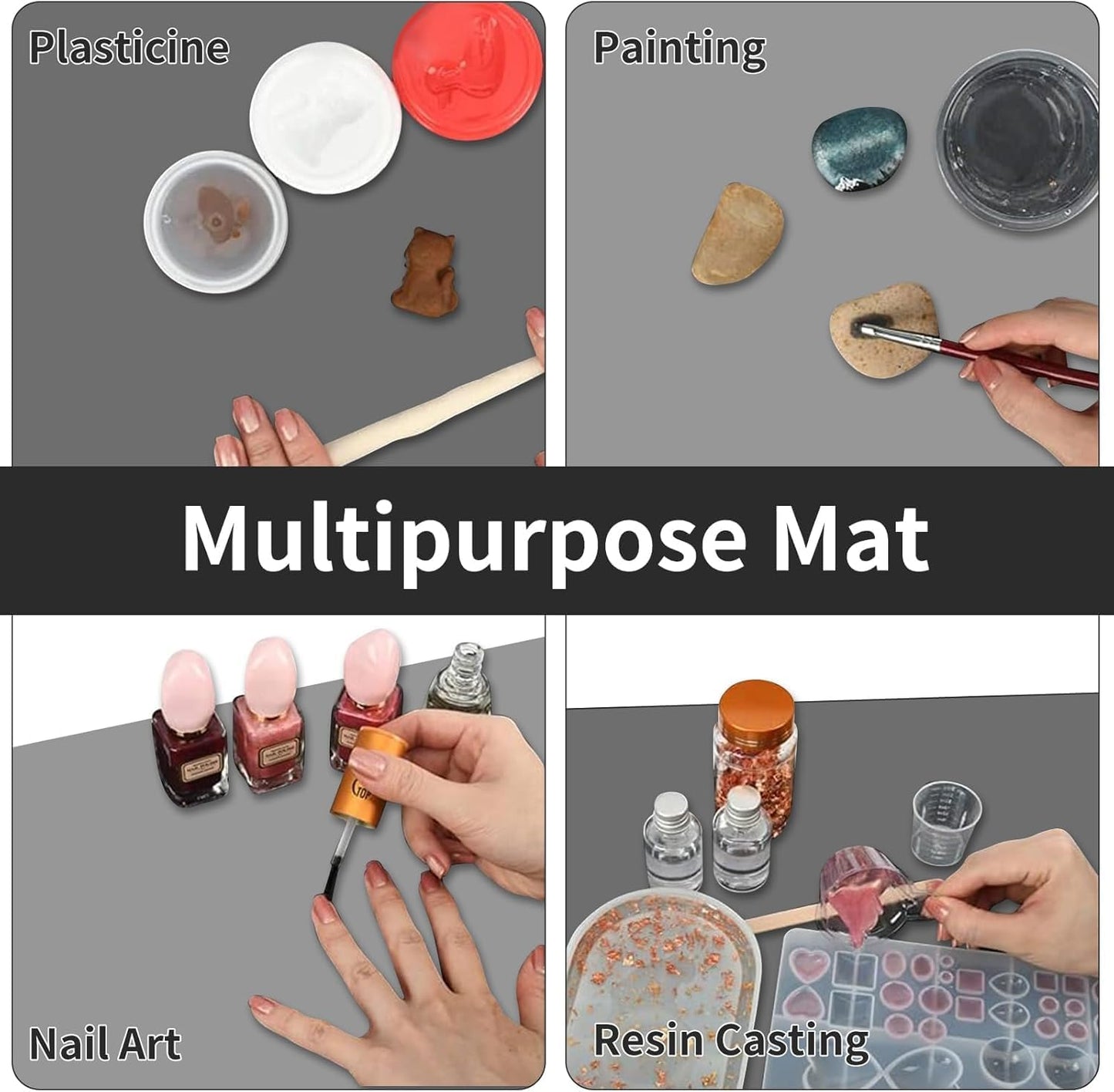 2MM Super Thick Large Silicone Mat, 23.6"x23.6"(60cmx60cm) Silicone Mats for Kitchen Counter, Non-slip Heat Resistant Mat, Waterproof Countertop Protector Mats (Brown)