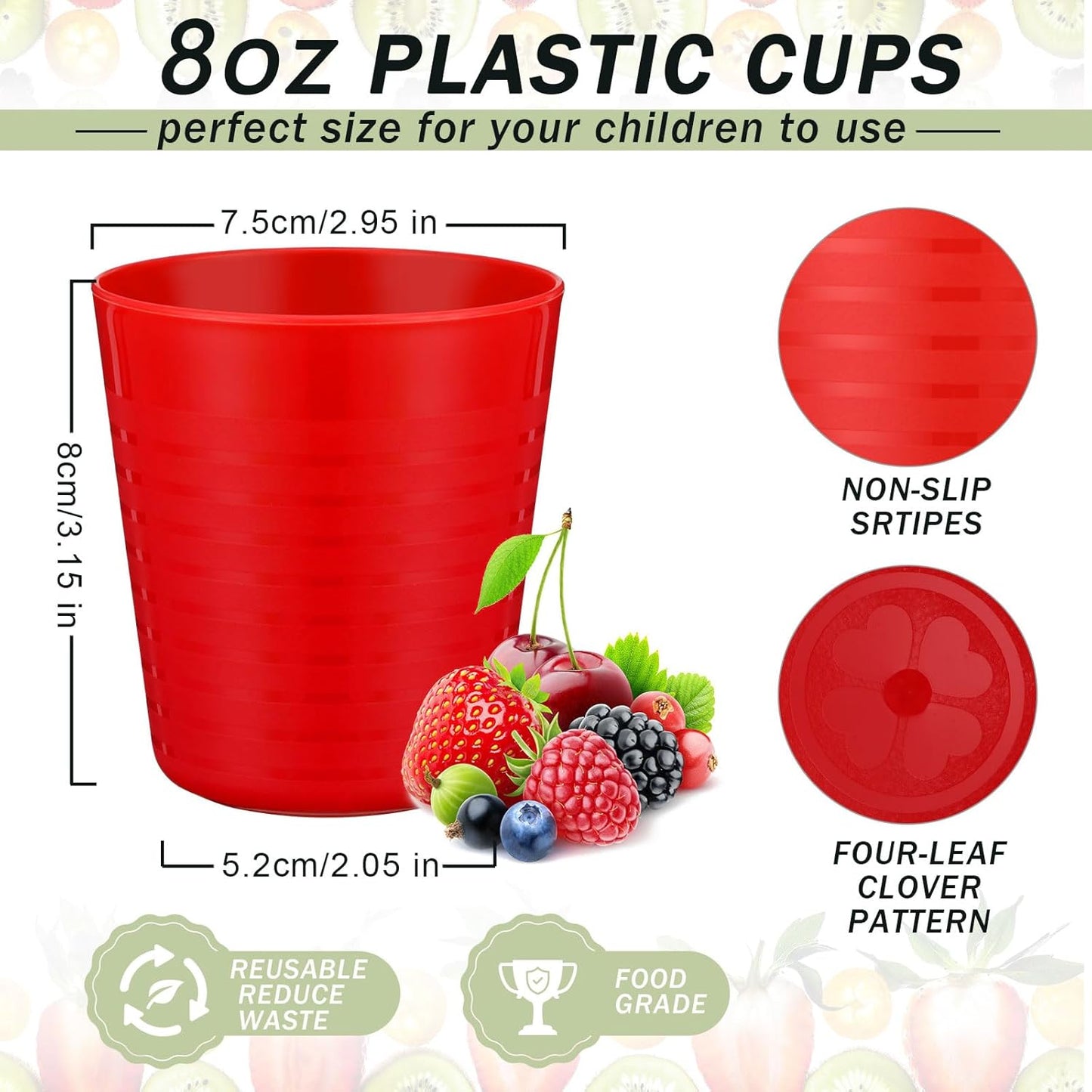 Eccliy 36pcs Kids Cups 8 oz Unbreakable Plastic Stackable Juice Reusable Tumblers Bulk Plastic Drinking Cups for Toddlers Baby Kids, Dishwasher Safe, 6 Colors(Bright Colors)