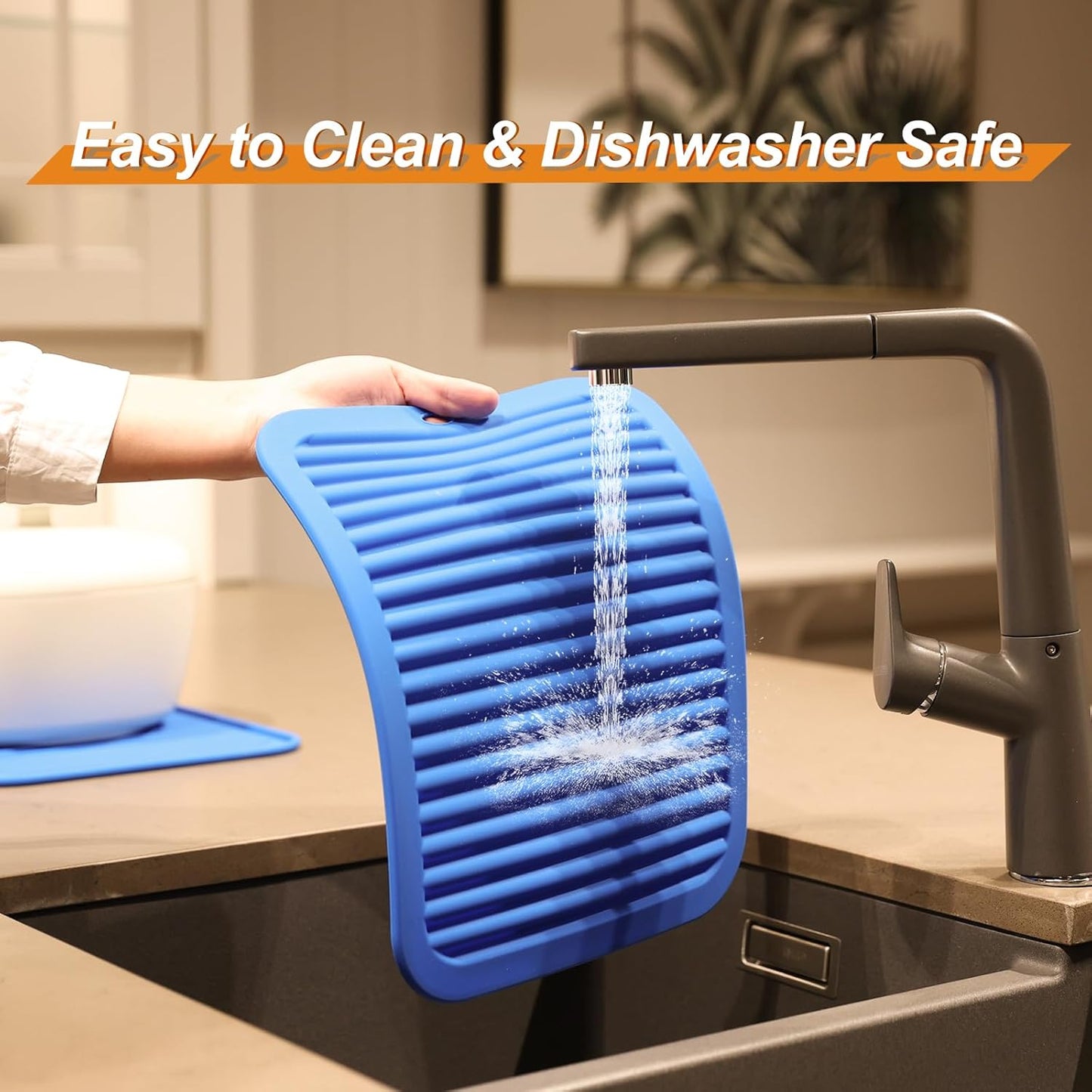 Joyhalo 4 Pack Silicone Trivets for Hot Pots and Pans,480℉ Heat Resistant Trivets for Hot Dishes,Hot Pads for Countertop,Kitchen Potholders,True Blue