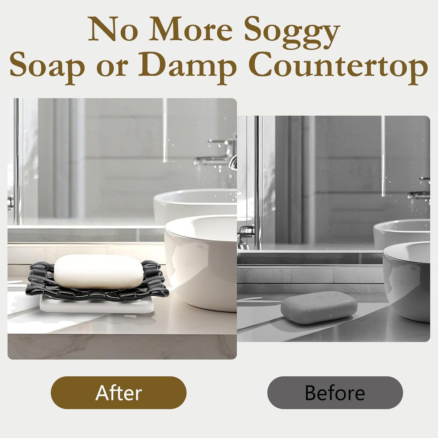 Shinowa Self Draining Soap Dish, Dual Layer Soap Container, Woven Ceramic Soap Tray + Diatomaceous Earth Base, Dish Soap Holder for Kitchen, Bathroom, Shower, Quickly Drain Water, Easy to Clean