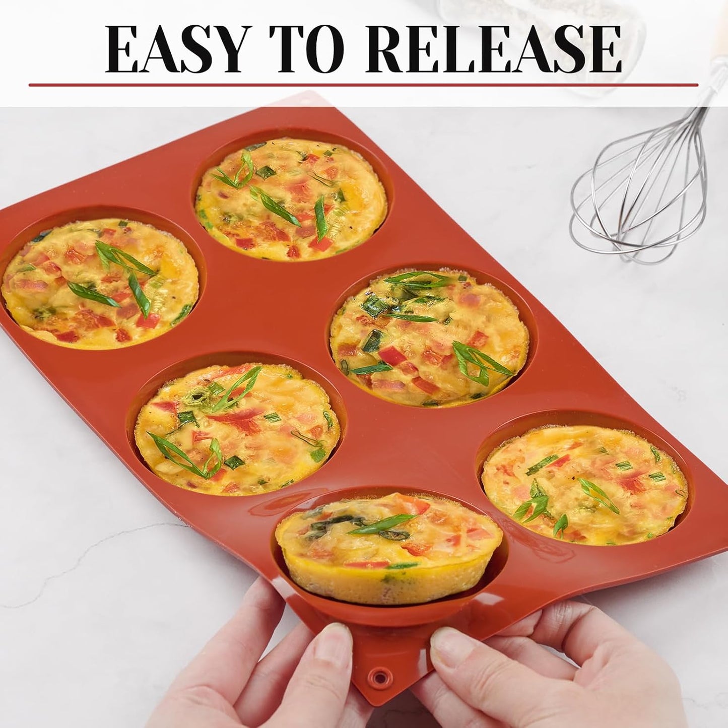 Silicone Muffin Top Pans, 3 Inches Non-Stick Egg Molds for Breakfast Sandwiches Round Molds for Baking Egg Bites, English Muffins, Tarts, Whoopie Pies, 2 Pack, 6 Cavity