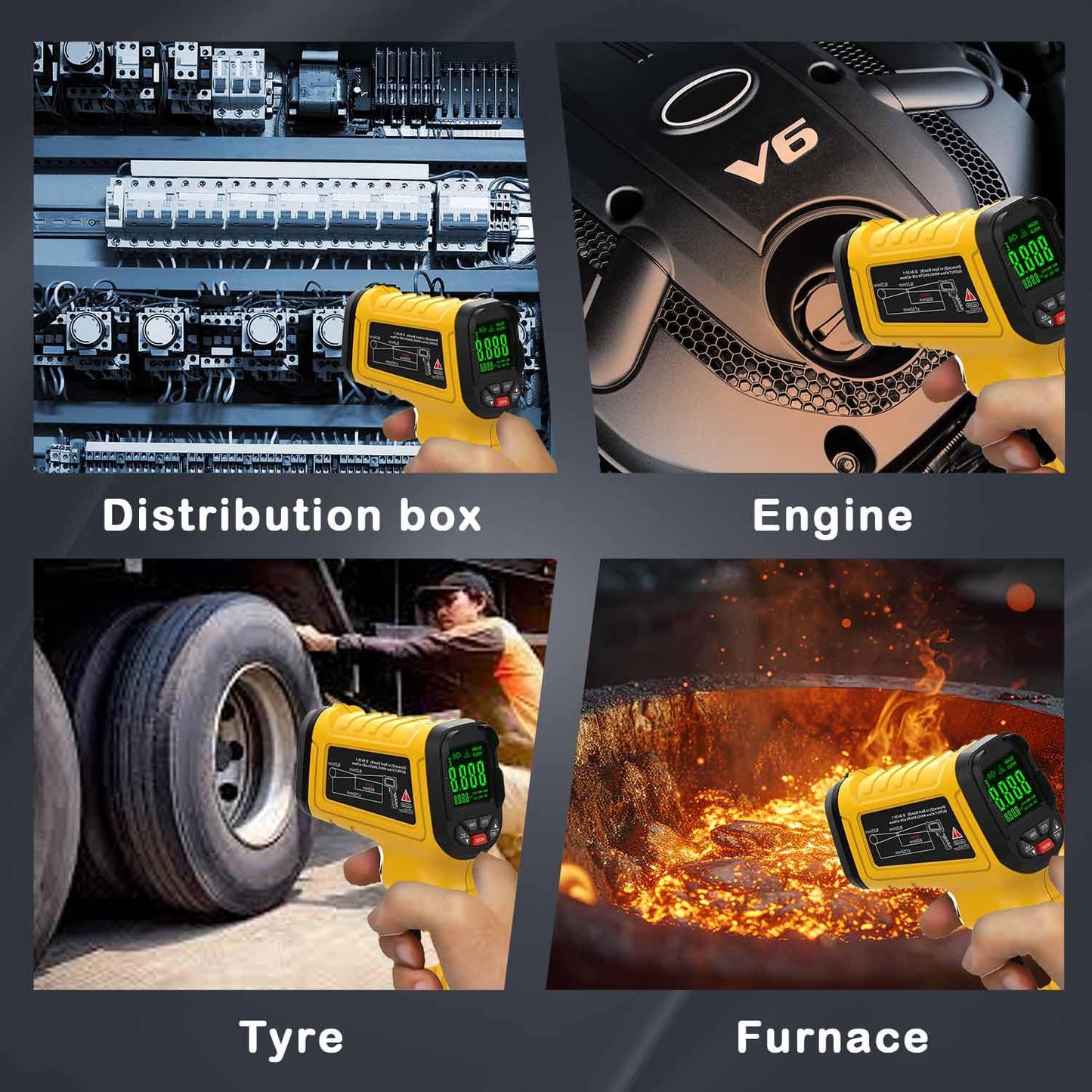 Infrared Thermometer High Temperature Gun -58℉~2732℉, 50:1 Distance Ratio, Digital Laser IR Temp Gun for Cooking, Pizza Oven, Engine, Kilns, Forges, Industry, and Home Repair.