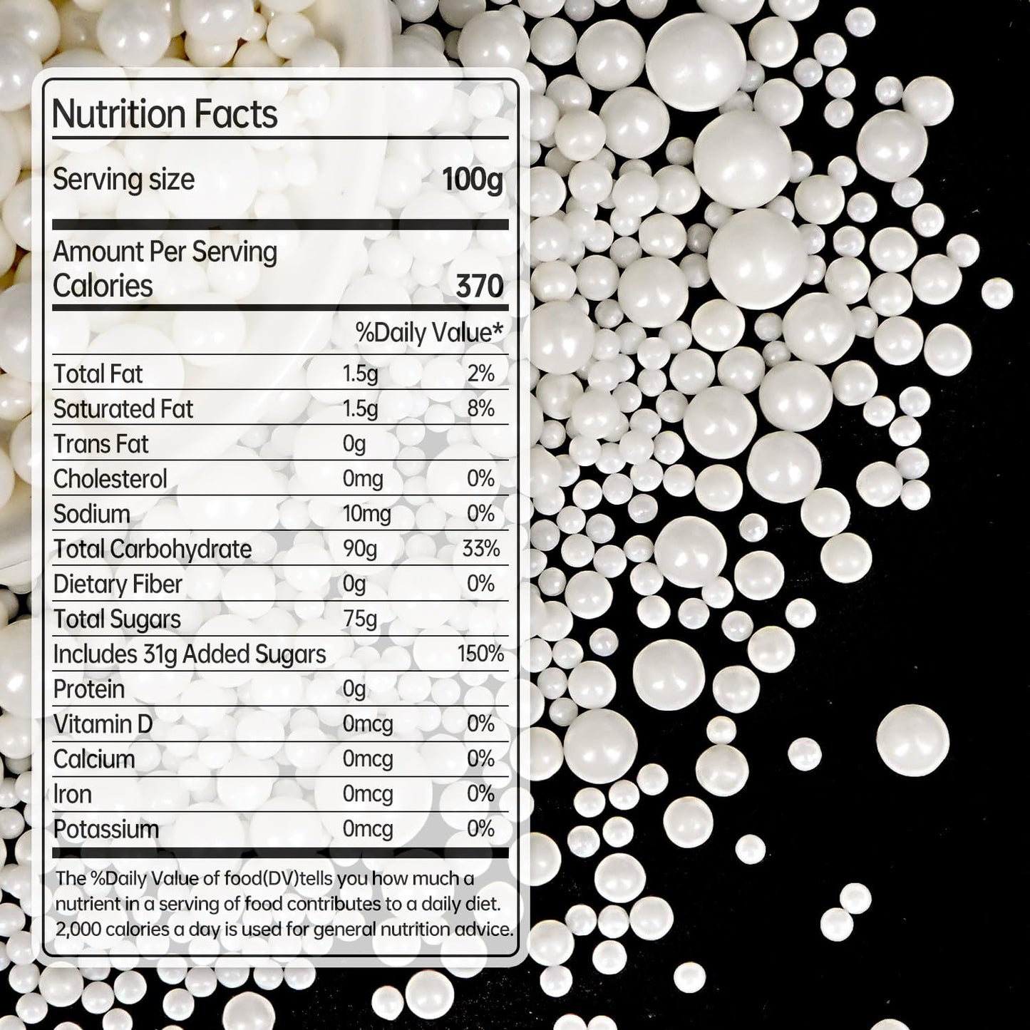 Edible White Pearl Sugar Sprinkles for Cake Decorating, Candy Pearls Cupcake Toppers, 150g/5.29oz, Mix Sprinkles, Baking Cake Decorations, Easter, Wedding Party Chirstmas Supplies