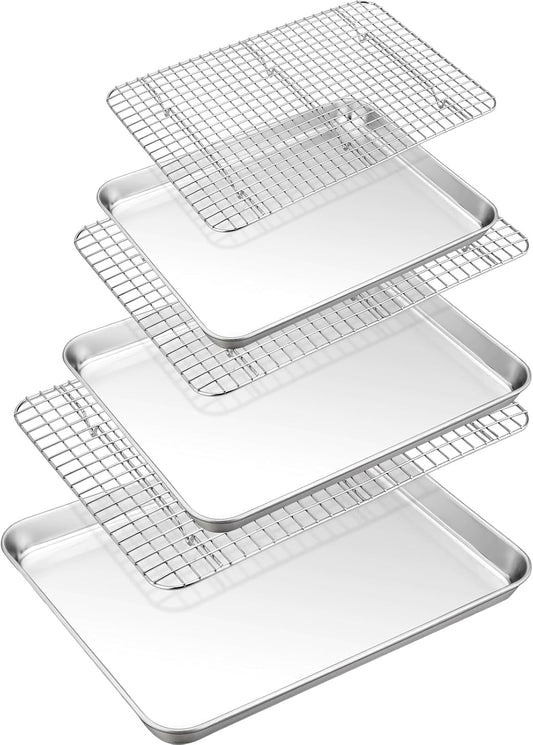 TeamFar Baking Sheet with Grid Rack Set-16" & 12.5" & 10.5"