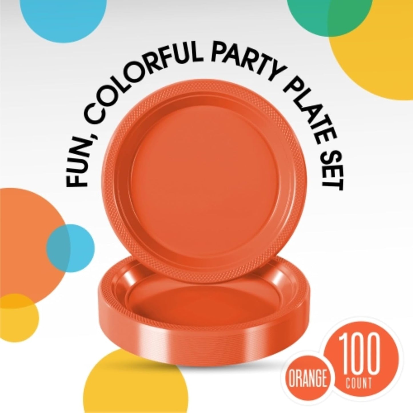 Exquisite Party Solids Orange Plastic Plates For Party 9" Orange Disposable Plates Heavy Duty Supplies 100 Pcs Plastic Dinnerware Sets Heavy Duty 350 GSM Disposable Dinnerware Set