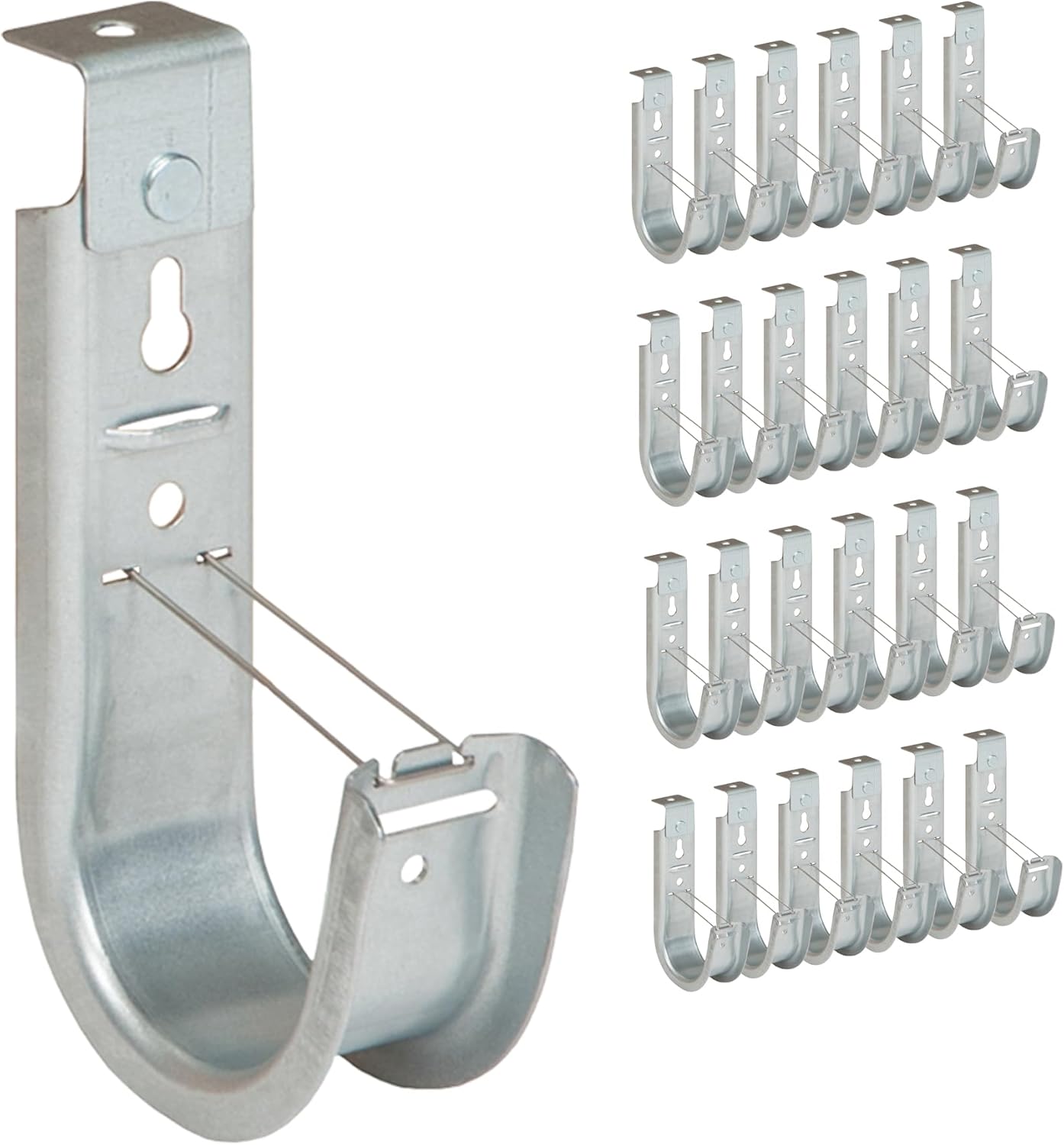 ICC Ceiling Mount J Hook 2” with Retainer Clip - Galvanized Steel Cable Management Hooks for Hanging Cable - Rust-Resistant, EIA and TIA Compliant - 2 Inch 25-Pack