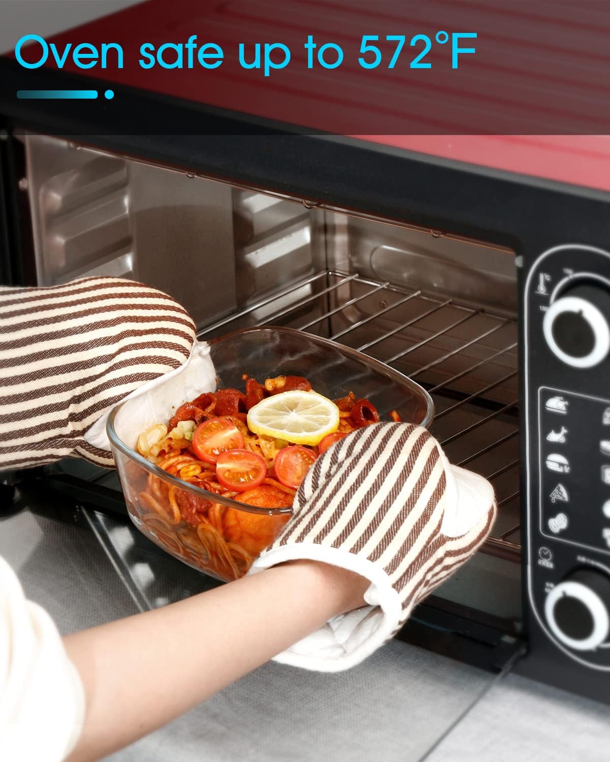 NUTRIUPS 1.5L Glass Casserole Dish with Lid Square Casserole Dish Glass Oven Bakeware Microwave Safe Dish with Lid