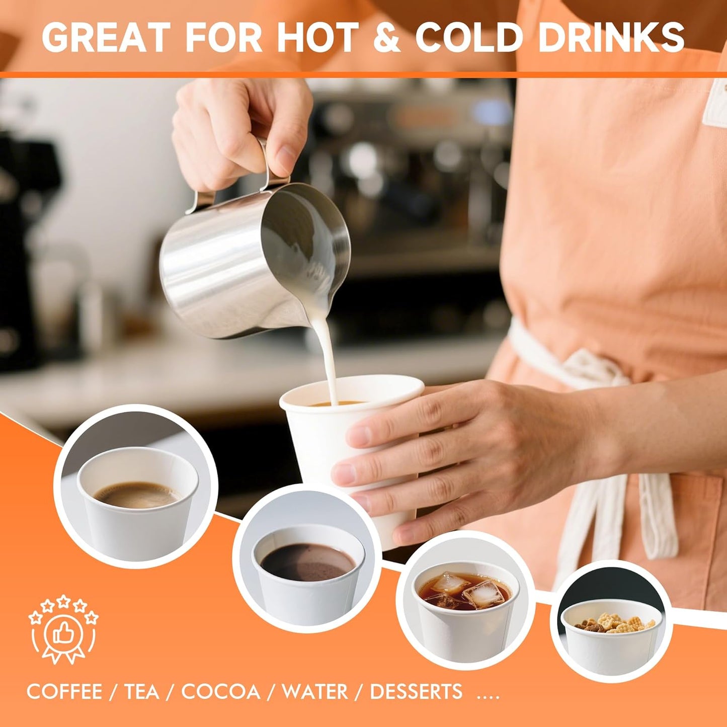 100 Pack 12 oz Disposable Coffee Cups with Lids and Sleeves, Paper Coffee Cups for Hot/Cold Drinks, Leak-Proof To Go Cups with Lids for Home, Cafes, Events and Office