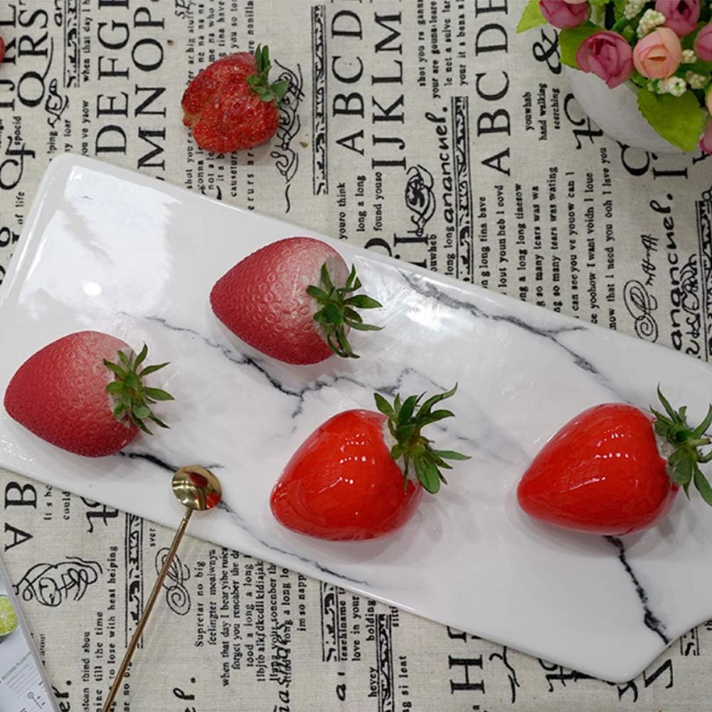 OCPO KITCHEN Strawberry Silicone Mold for Baking Mousse Cake, Fruit French Dessert, Pastry, Chocolate, Ice Cream Mould, Cake Decoration Mold, 3D Strawberry Shape (8-Cavity)