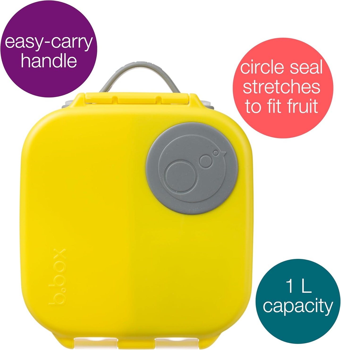 b.box Mini Lunch Box, Bento Box for Kids, Snack Container with 2 Leak Proof Compartments, Reusable Snack Containers with Lids, Kids Lunch Boxes Ages 3+, BPA Free, 4 1/4 Cup Capacity (Lemon Sherbet)