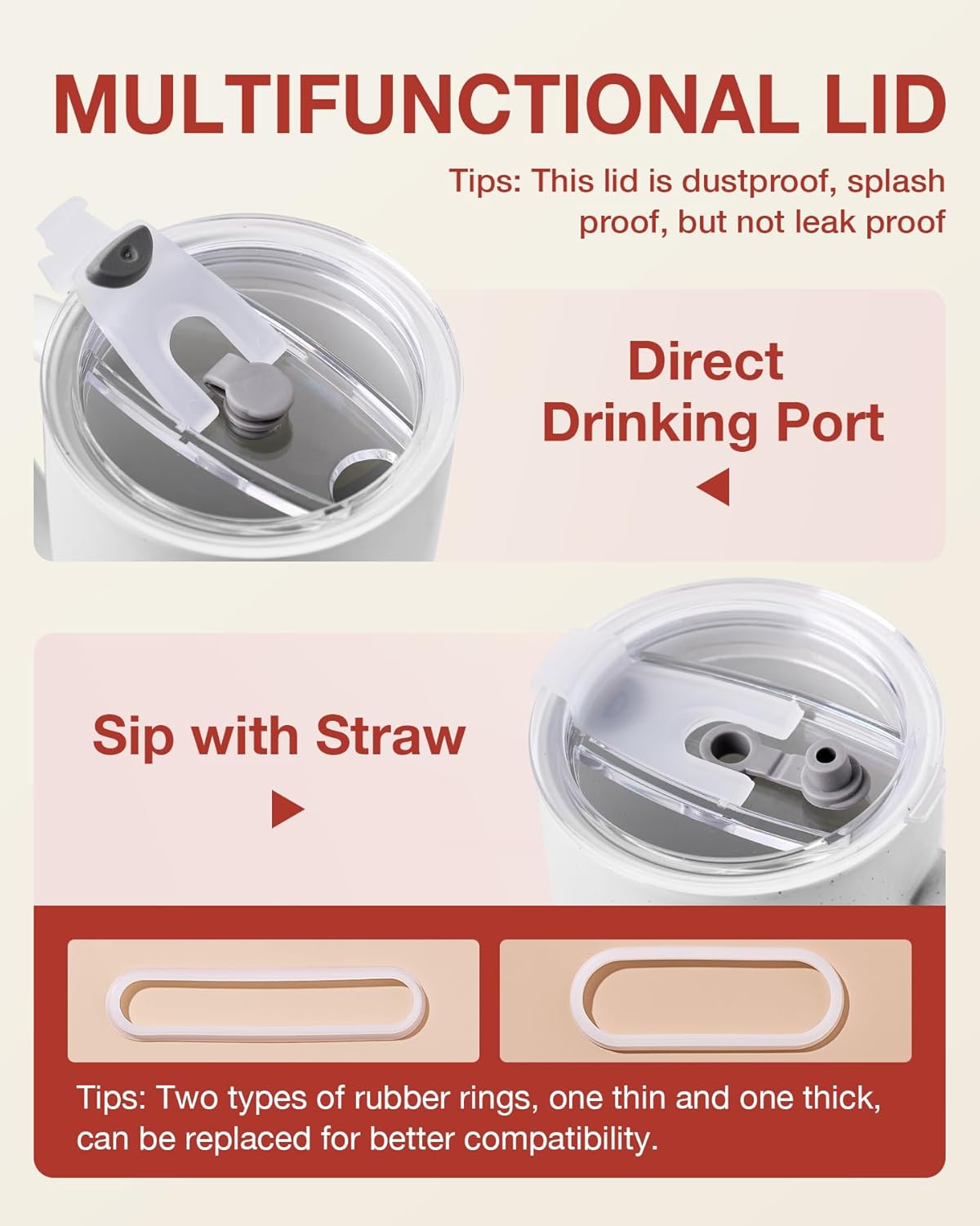 famiware Milkyway Coffee Mugs, 20oz Large Coffee Mug, Ceramic Mug Set of 2 with Lid, Cup Set with Handle for Latte, Tea, Cocoa, Milk, Home & Office, Light Gray