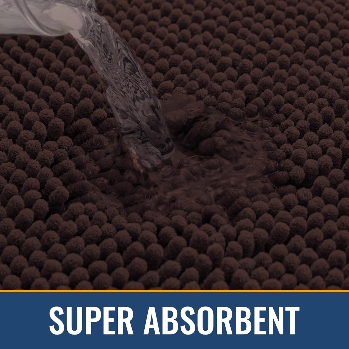 Arotive Bathroom Rugs 47x24, Extra Soft Absorbent Shaggy Chenille Bath Rugs, Machine Washable Rubber Backing Non-Slip Bath Mats for Bathroom Floor Tub and Shower, Home Decor Accessories, Brown