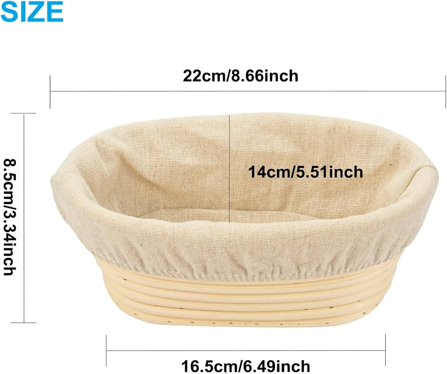 Banneton Bread Proofing Basket - Banneton Basket Set of 4 Pack 8 inch Oval Sourdough Proofing Basket with Liner - Handmade Rattan Proofing Rising Bowl for Artisan Bread Making Baking Supplies