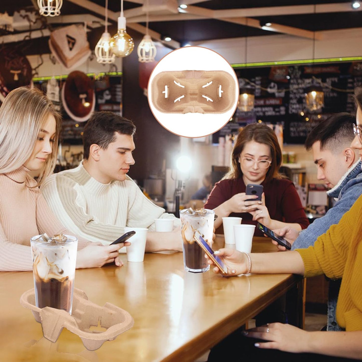 100 Pack Eco-Friendly Two Cup Drink Carrier, Disposable Cup Holder Tray for Your Beverage Needs? to Go Cup Holder for Hot and Cold Drinks by IHDYPPEW