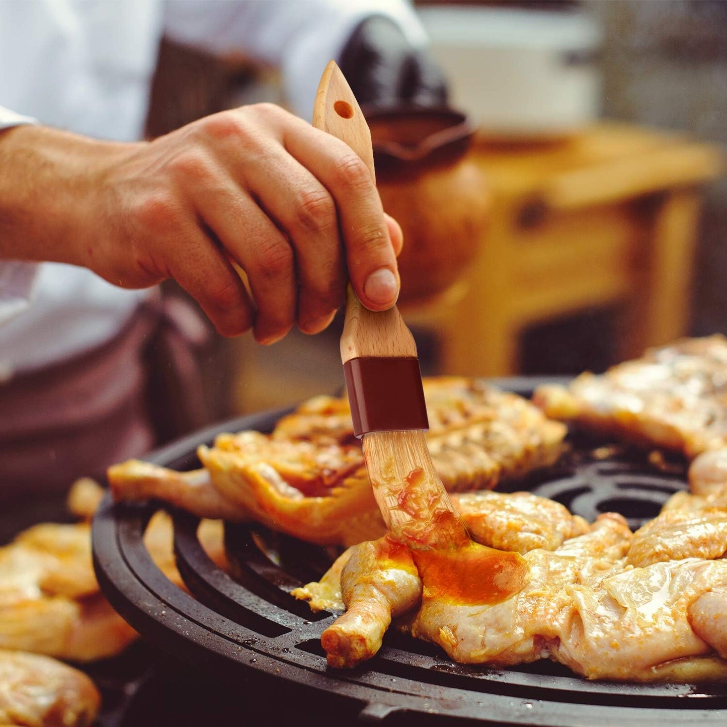 Pastry Brushes for Baking Basting Brush with Boar Bristles and Beech Hardwood Handles Culinary Oil Brush for Barbecue Butter Grill BBQ Sauce Baster Marinade Kitchen Food Cooking Brushes (3 inch)