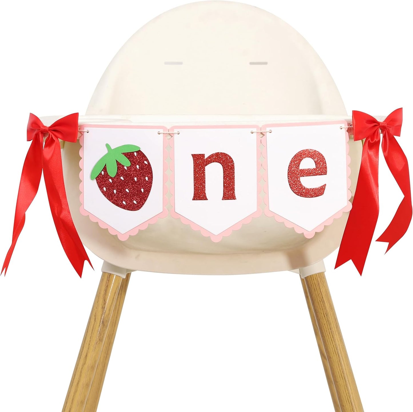 Strawberry First Birthday High Chair Banner - Strawberry Berry One 1st Birthday Highchair,Fruit Themed 1st Party Decorations,Sweet One Highchair Banner (Strawberry one banner)