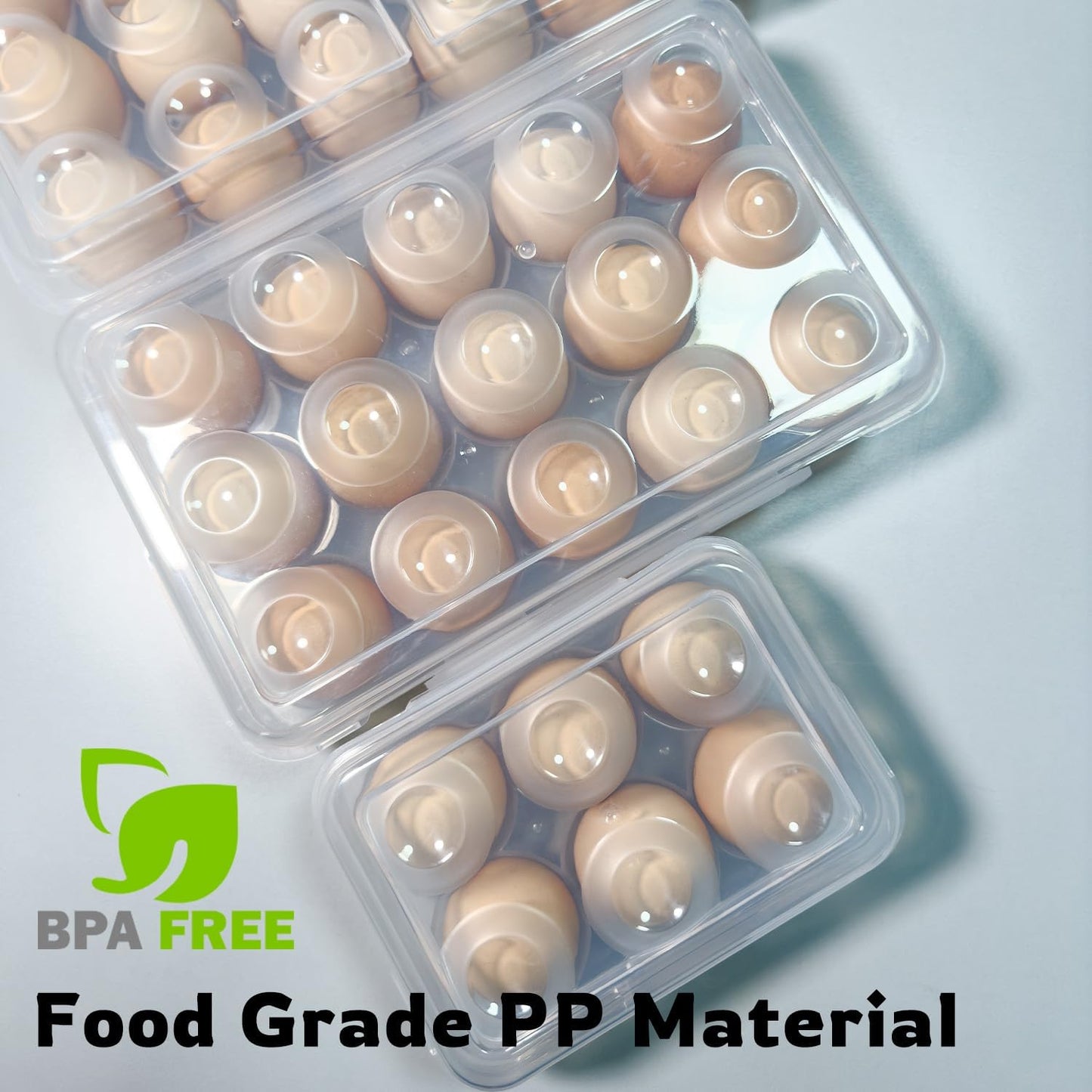 Egg Holder Camping, Egg Holder for Fridge, Portable Egg Tray with Lid, Stackable Egg Storage with Safety Buckle, 6 Grid Egg Container, Clear White