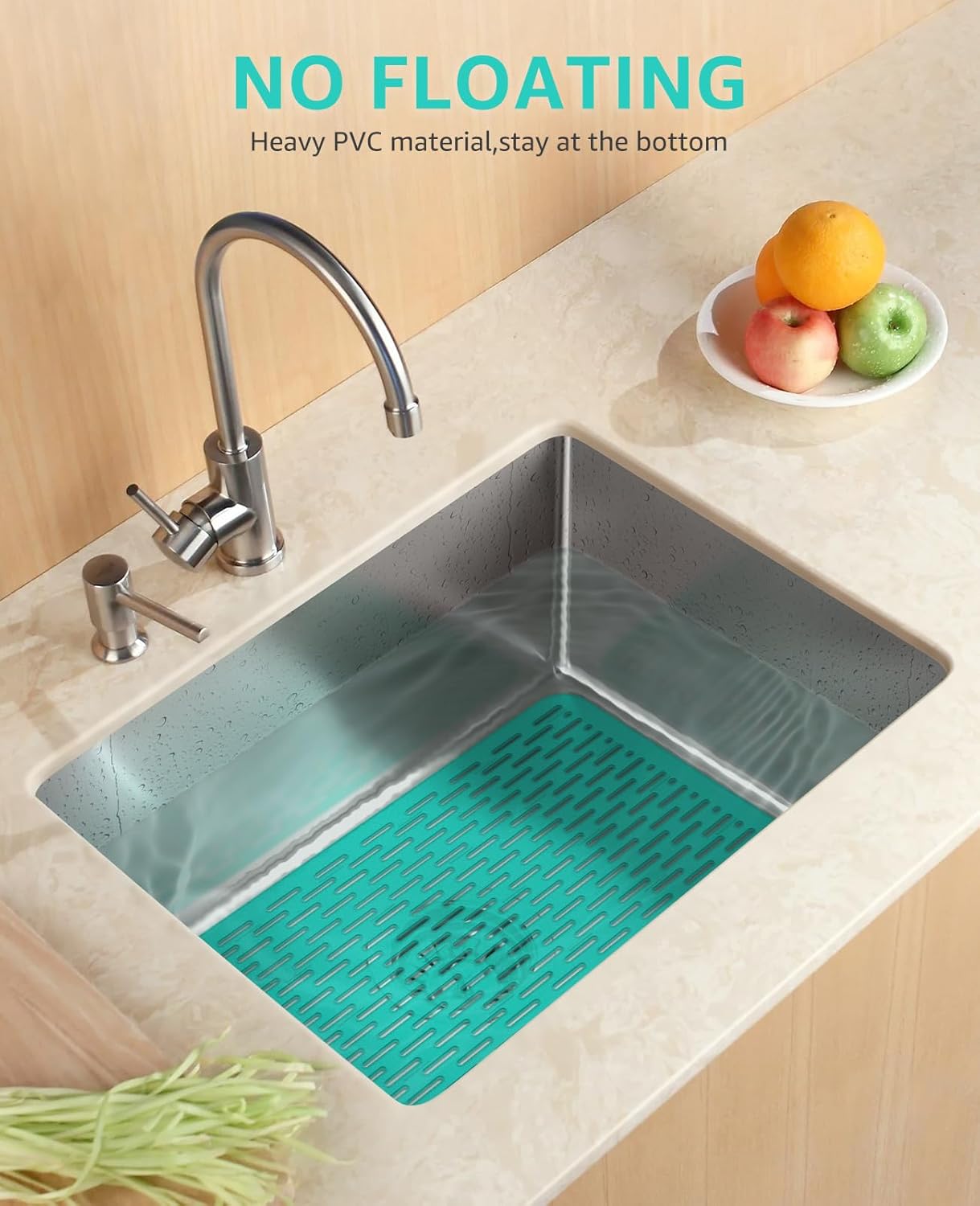 Bligli Mesh Sink Mat, 15.7 x 11.8inch Sink Prtector Mats for Kitchen Sinks, PVC Eco-Friendly Sink Protectors for Bottom of Sink, Fast Draining, Easy Cleaning, Clear Green