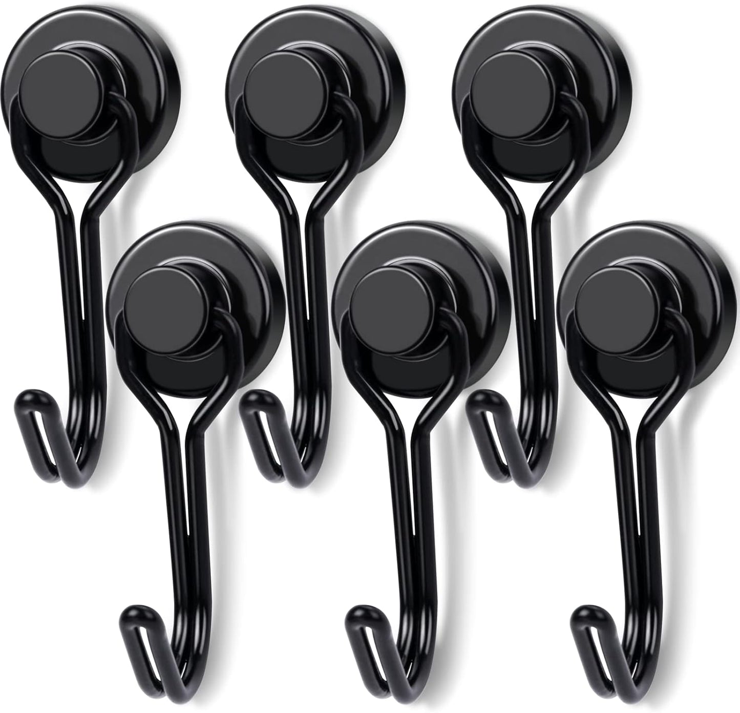 E BAVITE Magnetic Hooks, 30lbs+ Magnet Hook 2025 Cruise Cabin Ship Essentials Heavy Duty Strong Magnets Refrigerator Fridge Hanging for Classroom Beach Vacation Kitchen Grills Home 6pcs (Black)