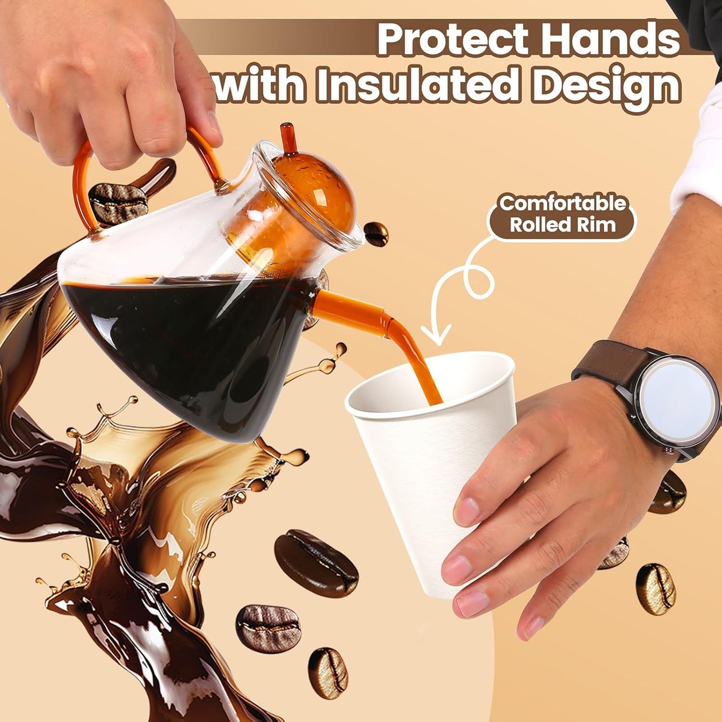 100 Count 8 oz Paper Cups, Disposable Coffee Cups 8 oz, White Hot/Cold Beverage Drinking Cups for Water Juice or Tea