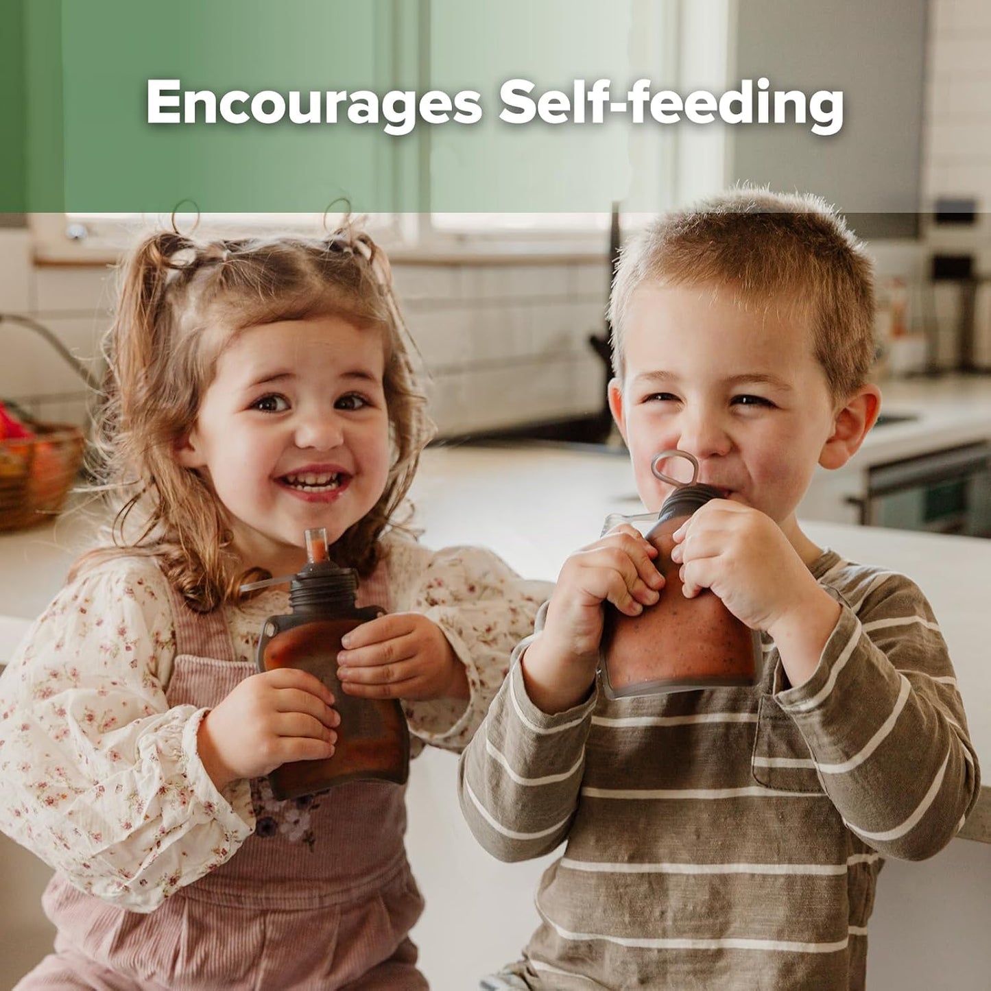 haakaa Reusable Baby Food Pouches Refillable Baby Squeeze Silicone Yummy Pouch, Soft Reusable Squeeze Storage Food Pouch for Kids Toddler,Home Made Food Puree,Smoothie Pouch Bag, 4oz, 4 Pack,6m+