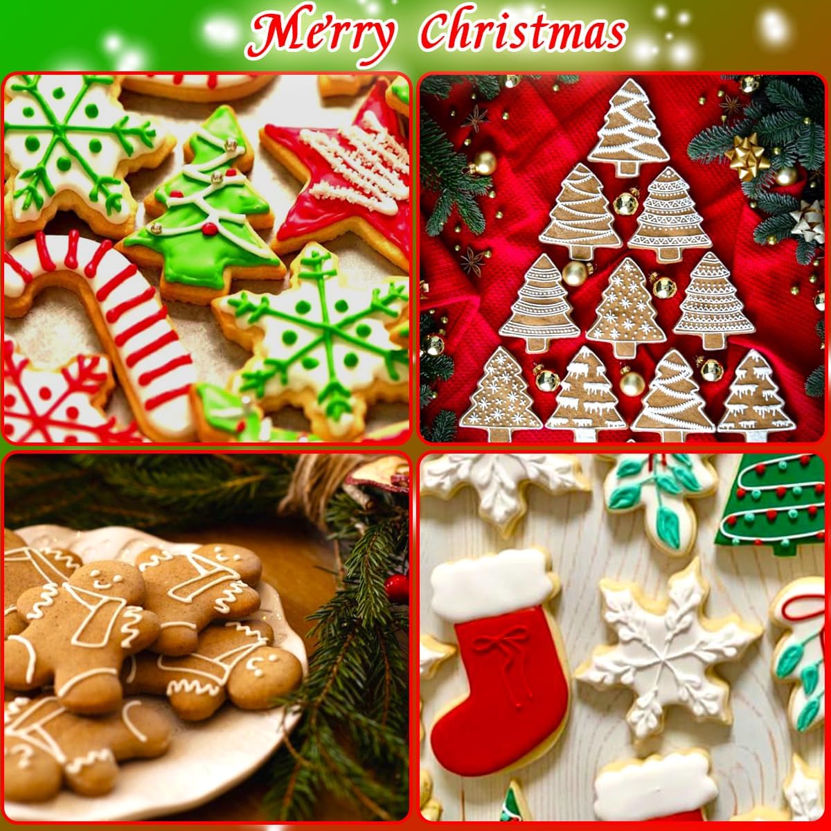 Christmas Cookie Cutters Large 6Pcs, Metal Christmas Hat Socks Candy Canes Santa Claus Ginger Man Mini Tree Shapes Cookie Cutters, 430 Stainless Steel Biscuit Fondant Doubt Cutter